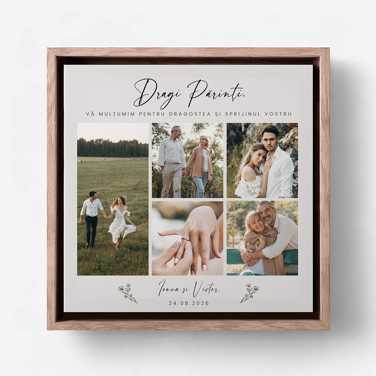 Fotografie pe pânză cu ramă – mulțumire pentru părinți