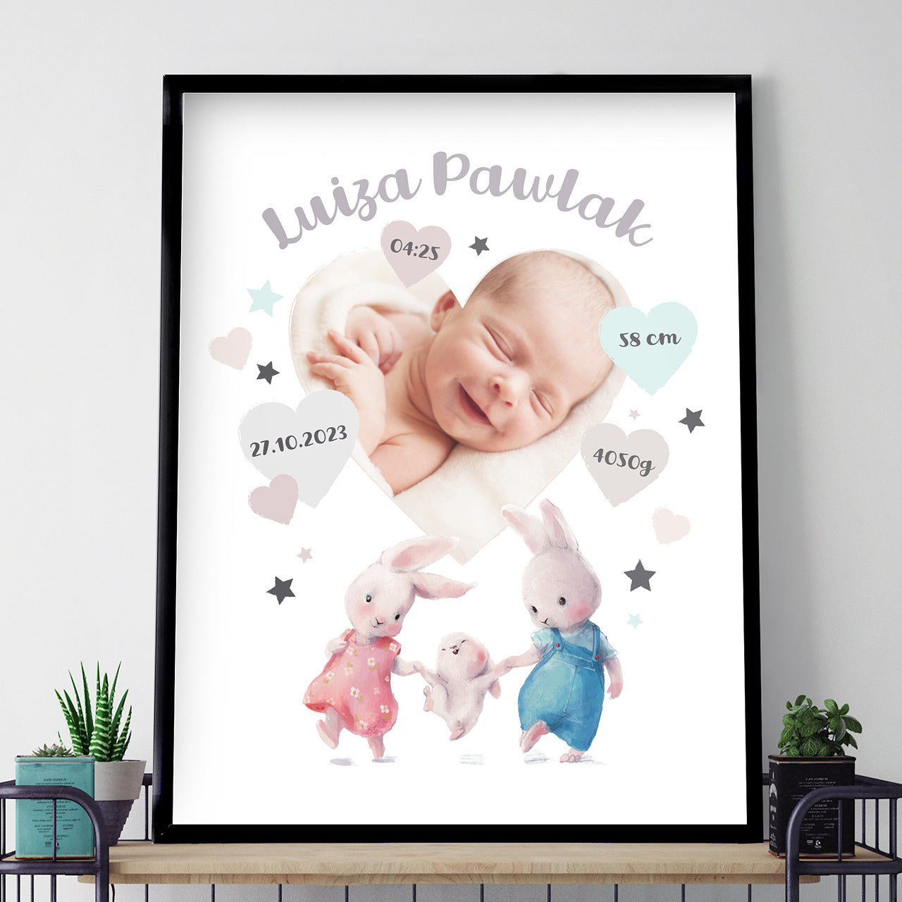 Plakat ze zdjęciem na Chrzest - Metryczka
