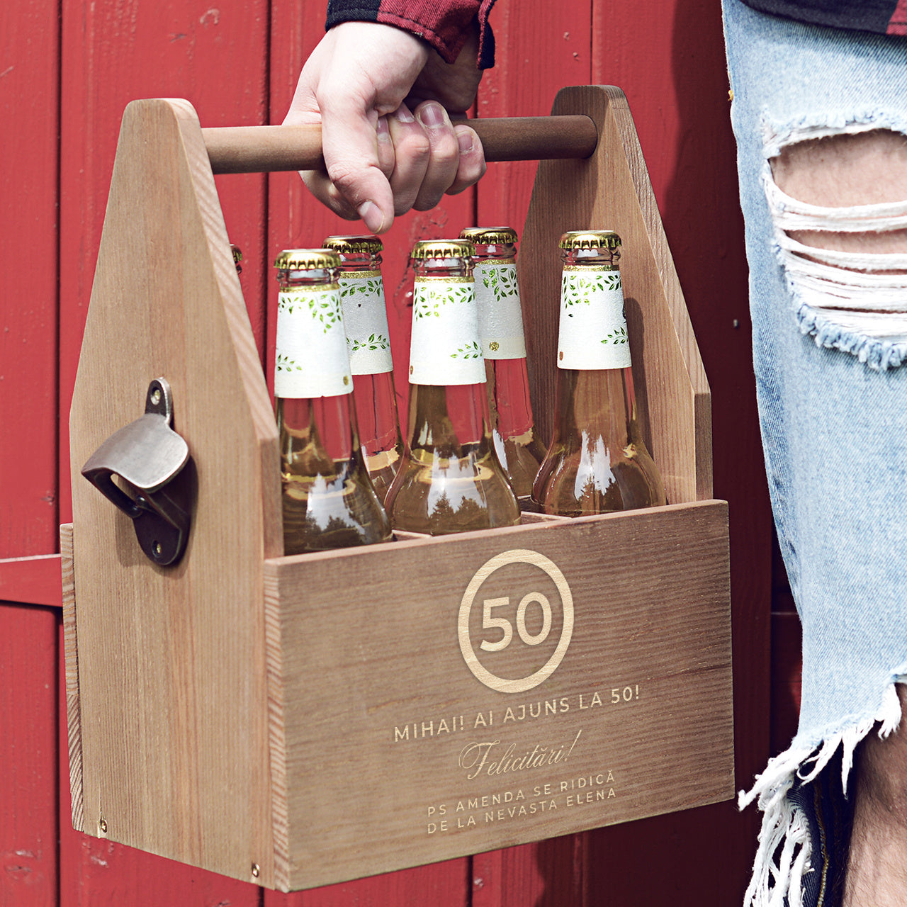 Personalizowane nosidło do piwa - prezent z okazji 50 urodzin nosidło na piwo z grawerem gadżet dla piwosza