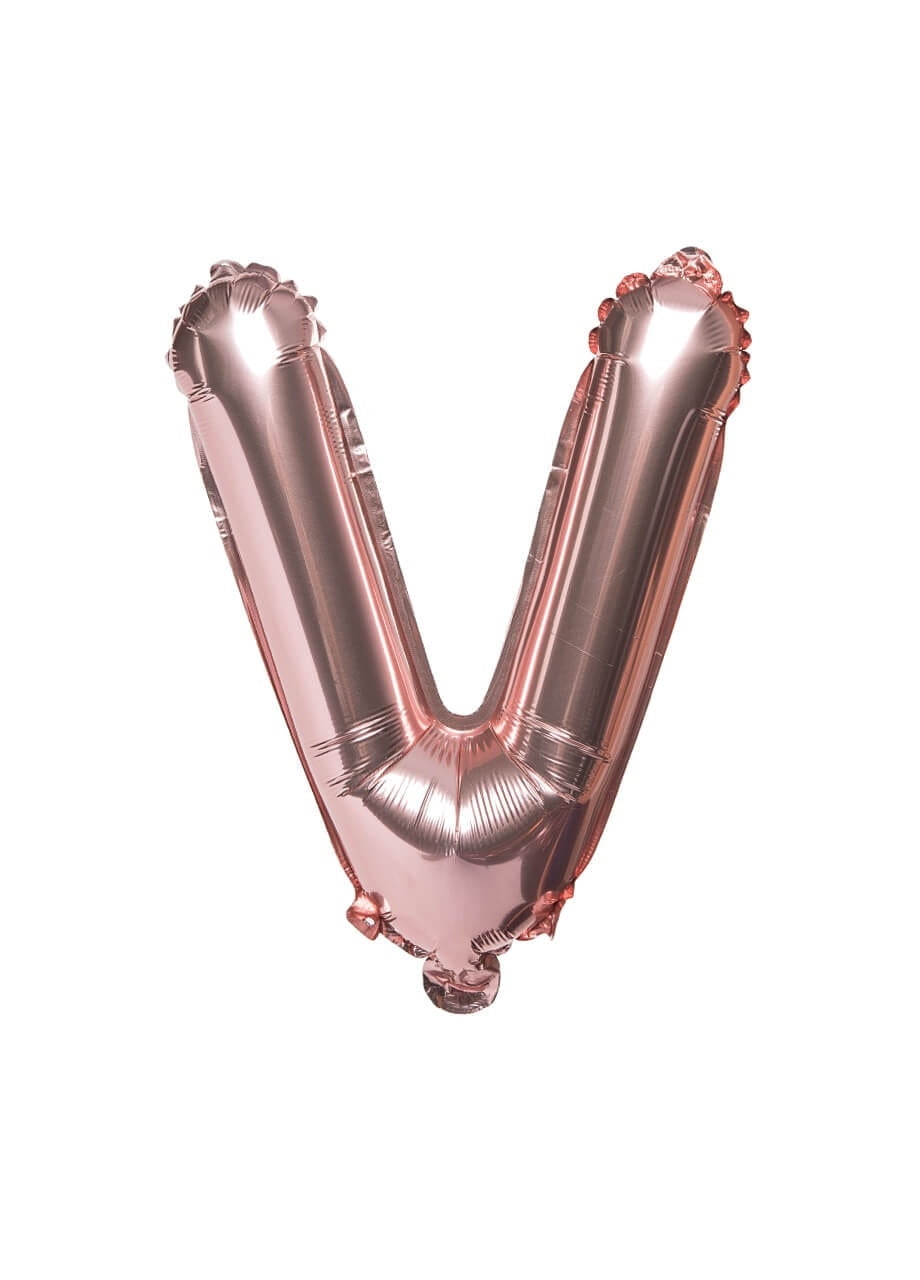 Balon din folie pentru aer LITERĂ V rose gold