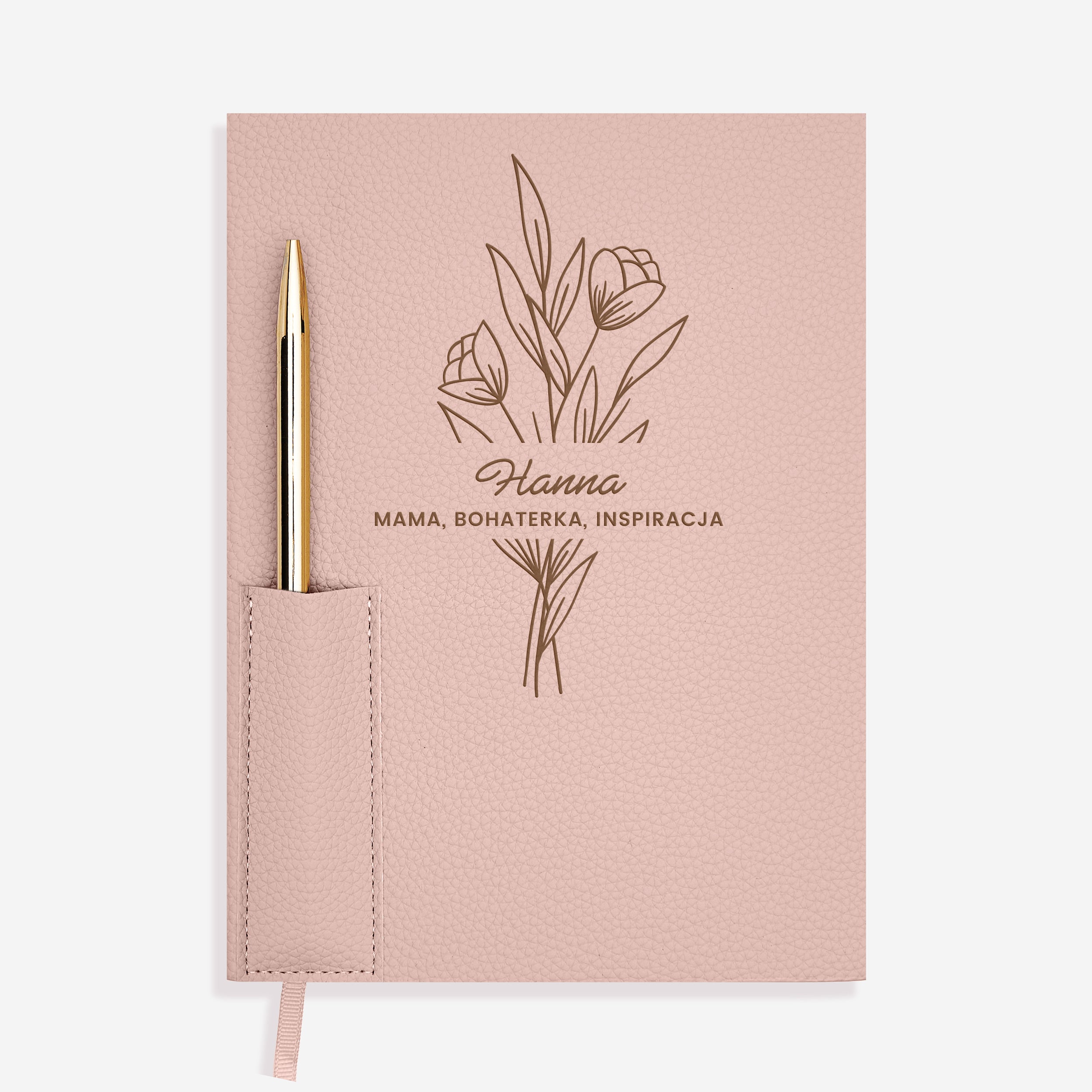 Personalizowany planer dla mamy z długopisem - różowy