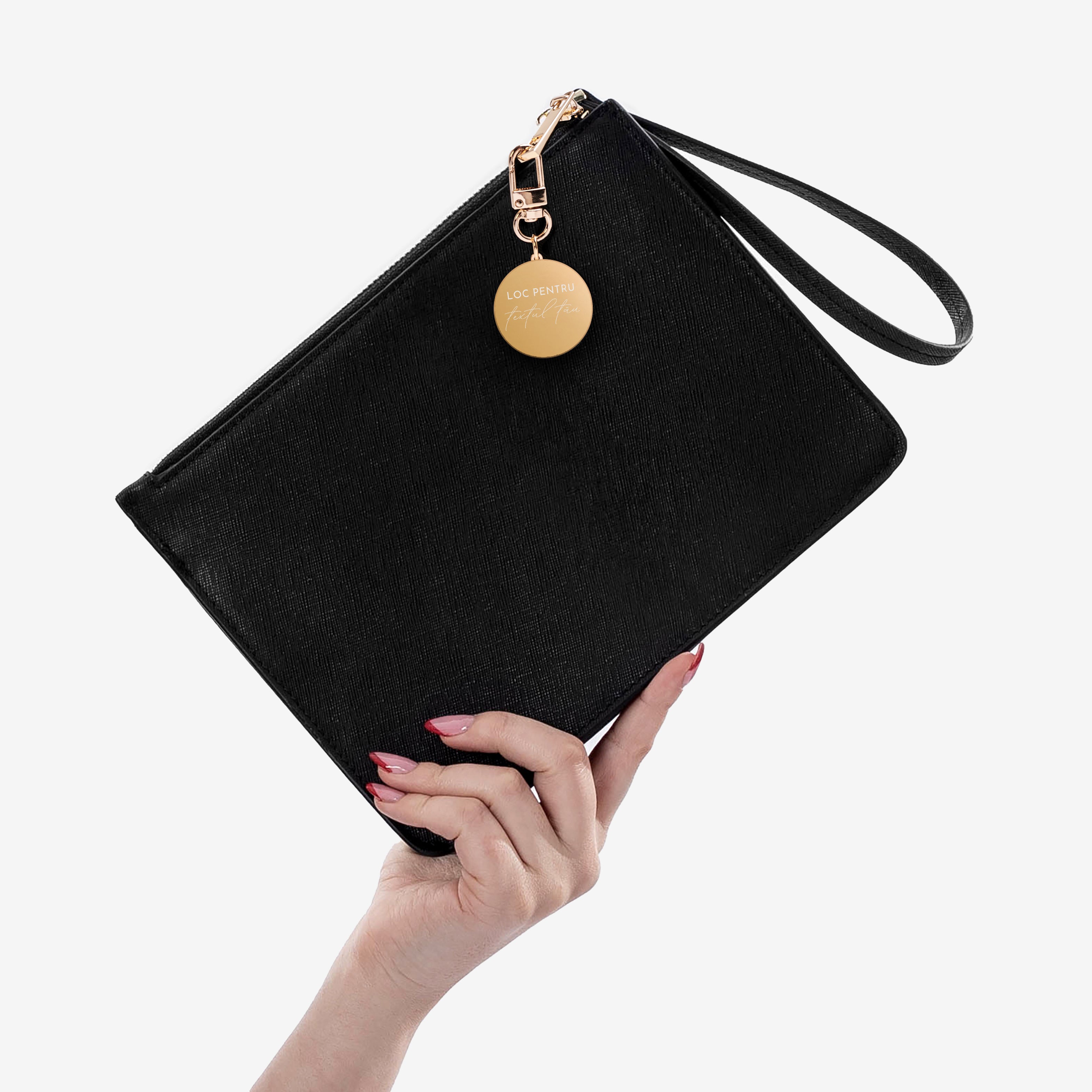 Kopertówka z personalizowaną zawieszką - Twój Tekst prezent dla kobiety elegancka kopertówka personalizowana