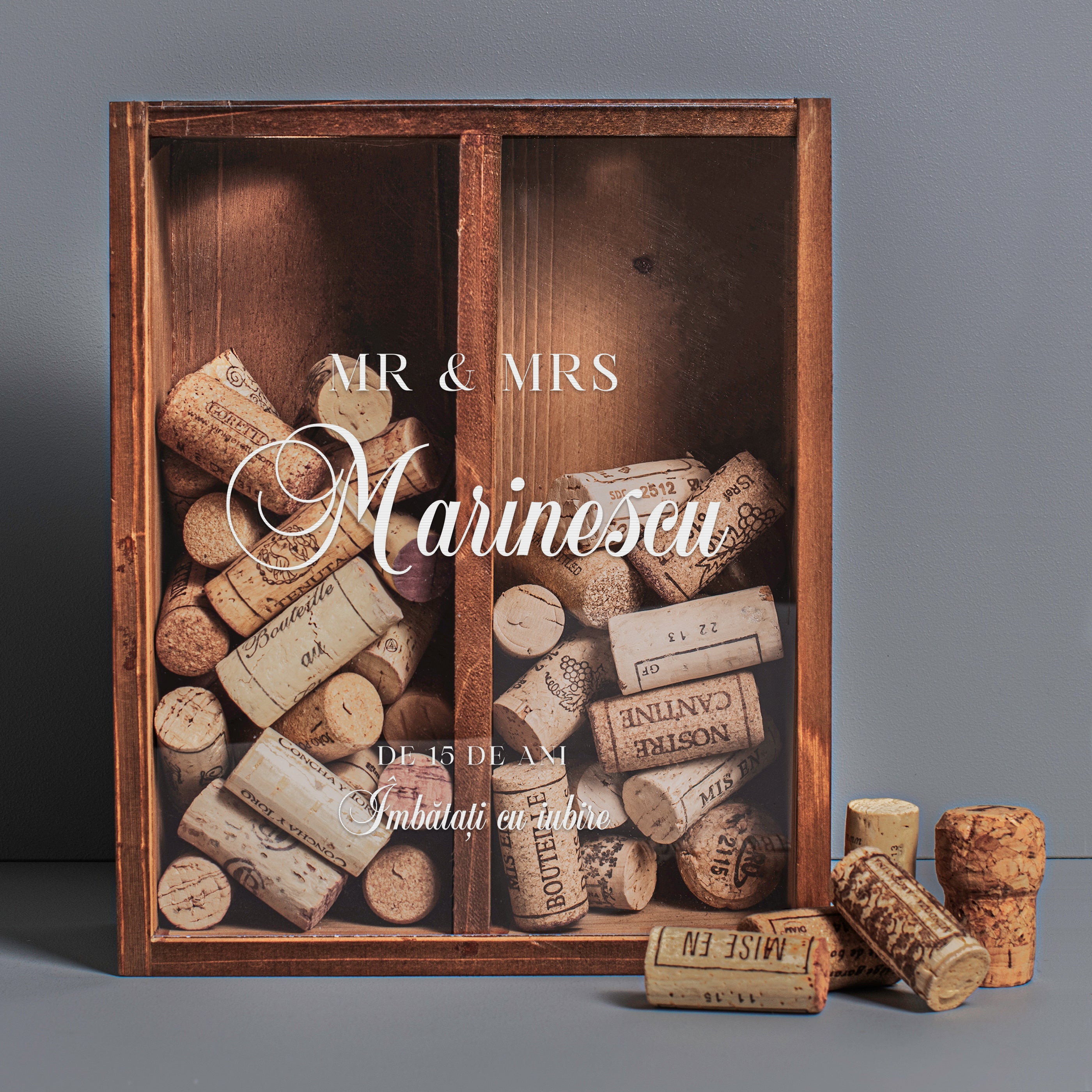 Pojemnik na korki do wina - prezent z okazji rocznicy ślubu prezent na rocznicę ślubu skrzynka na korki od wina