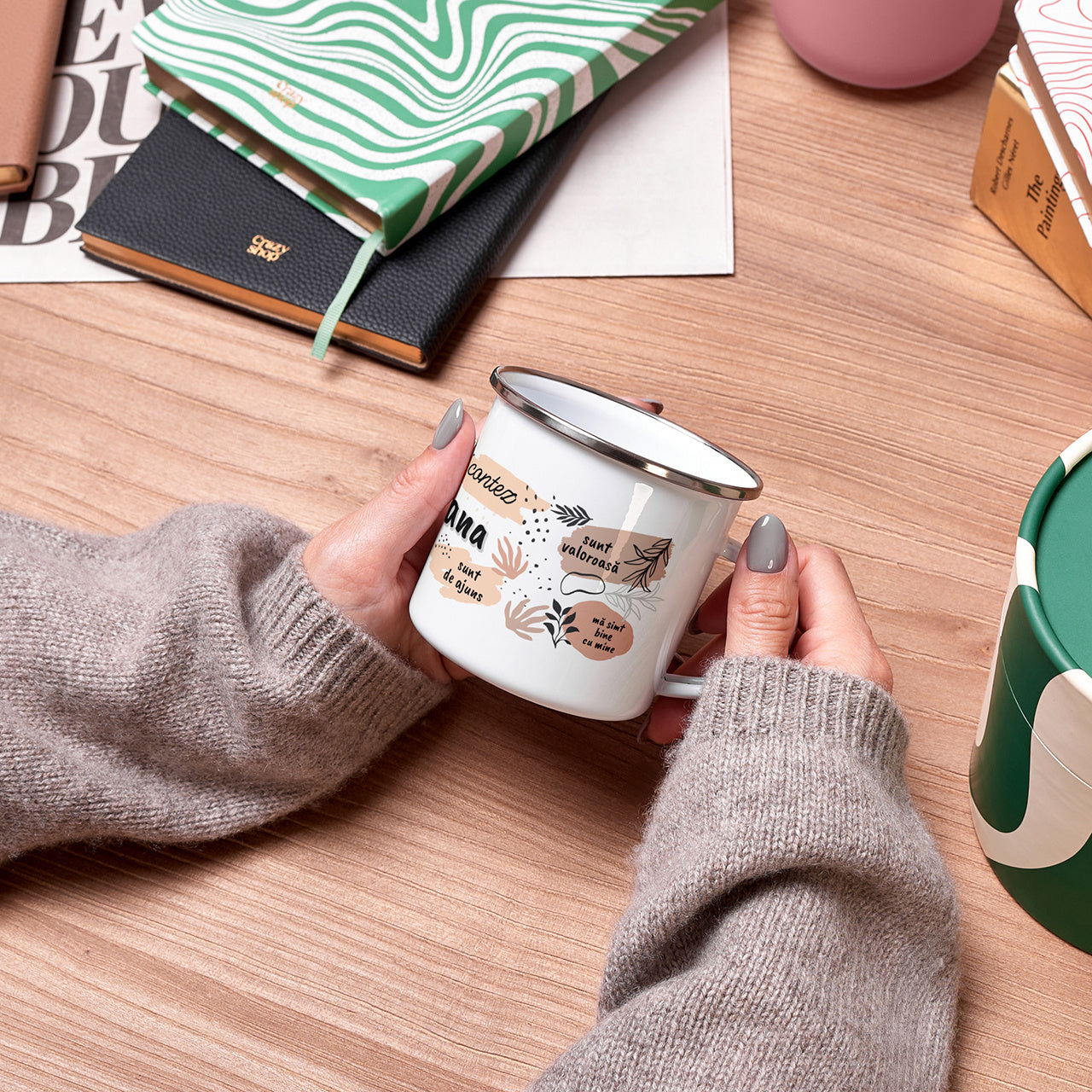 Kubek emaliowany Self Love prezent motywacyjny kubek z nadrukiem