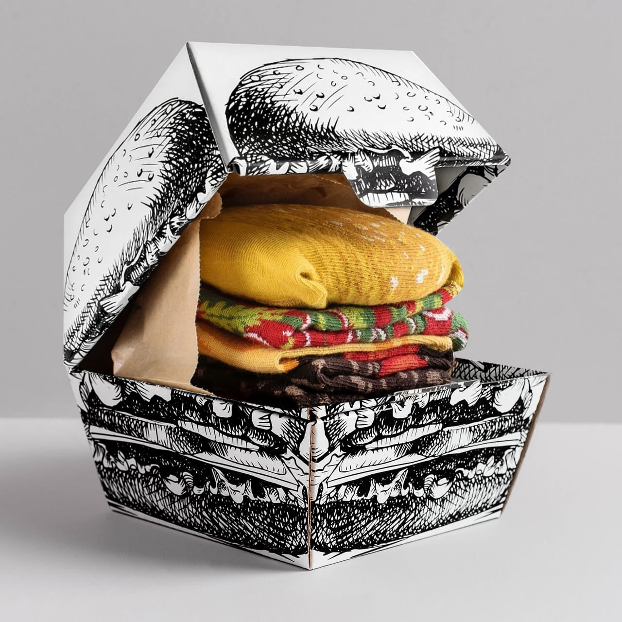 Skarpetki hamburger męskie 2 pary skarpetki na dzień chłopaka prezent dla chłopaka