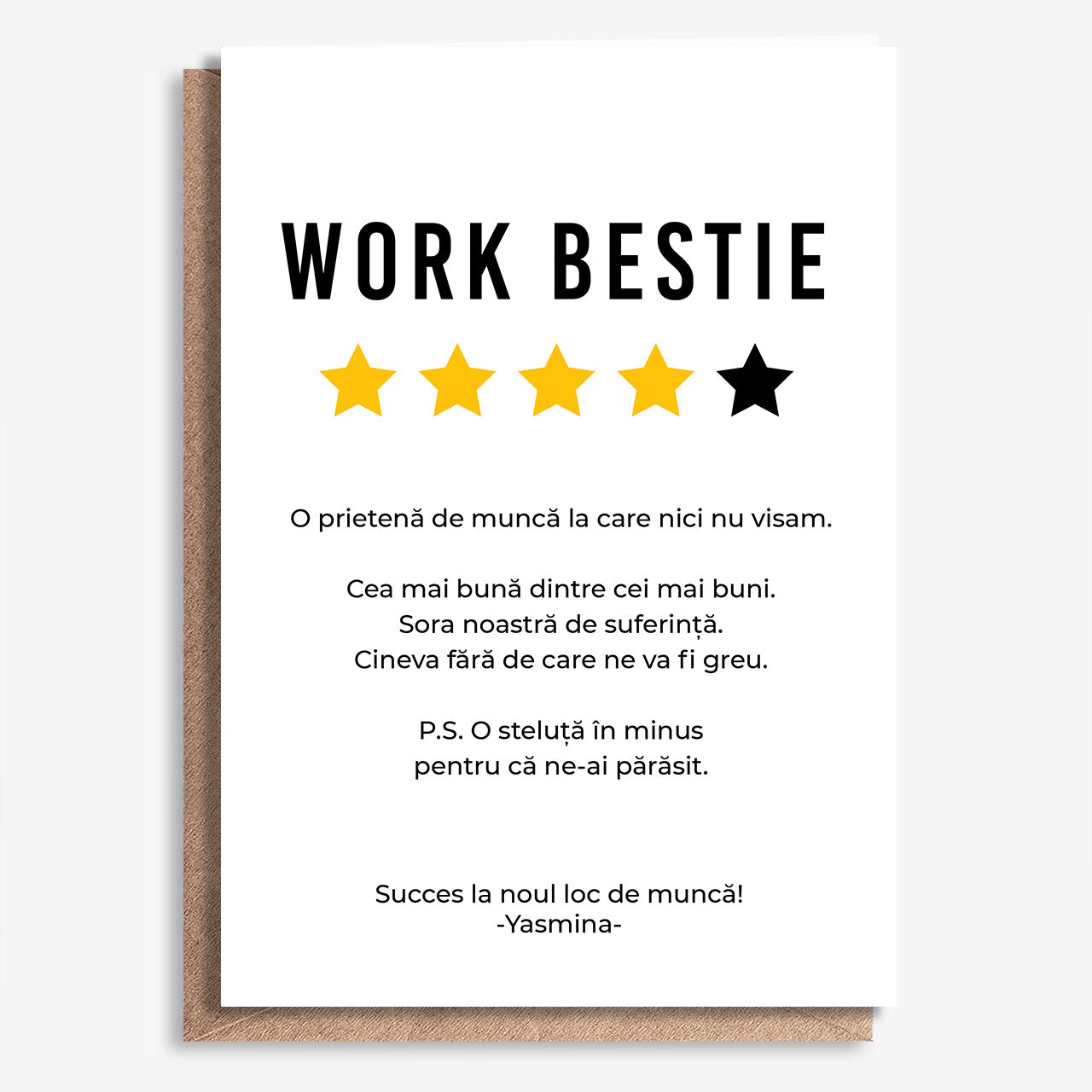 Felicitare A4 de rămas-bun pentru colega de birou – Work Bestie