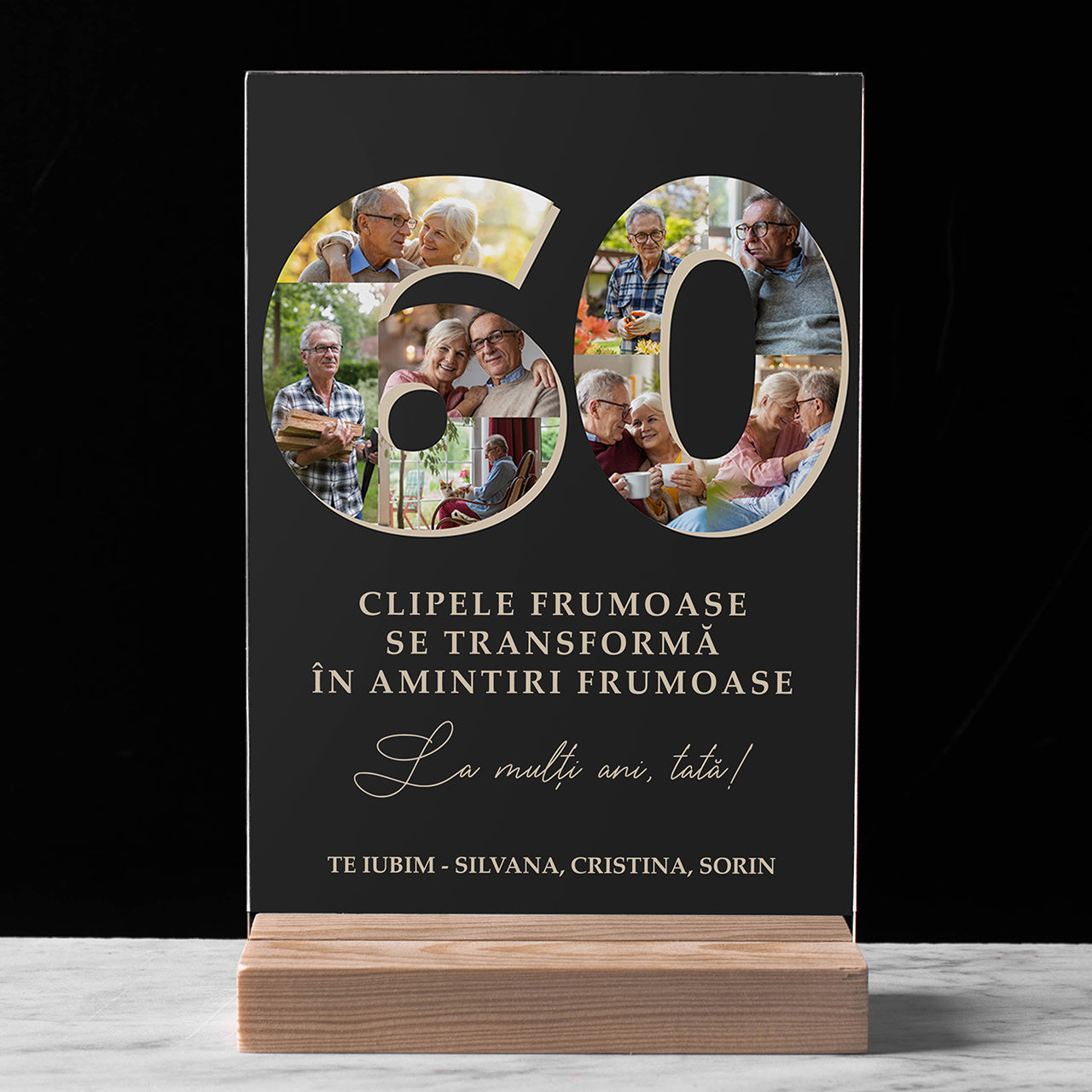 Statuetă gravată pentru ziua de naștere – cadou original pentru 60 de ani