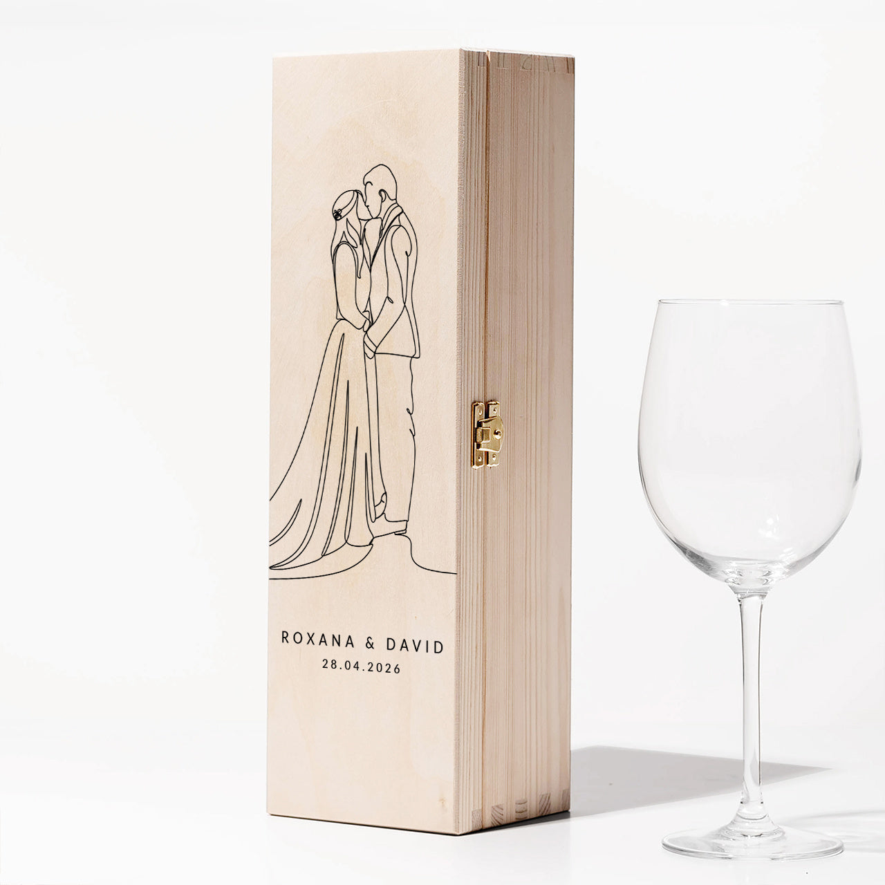 Personalizowana skrzynka na wino dla Młodej Pary drewniana skrzynka na wino upominek na ślub