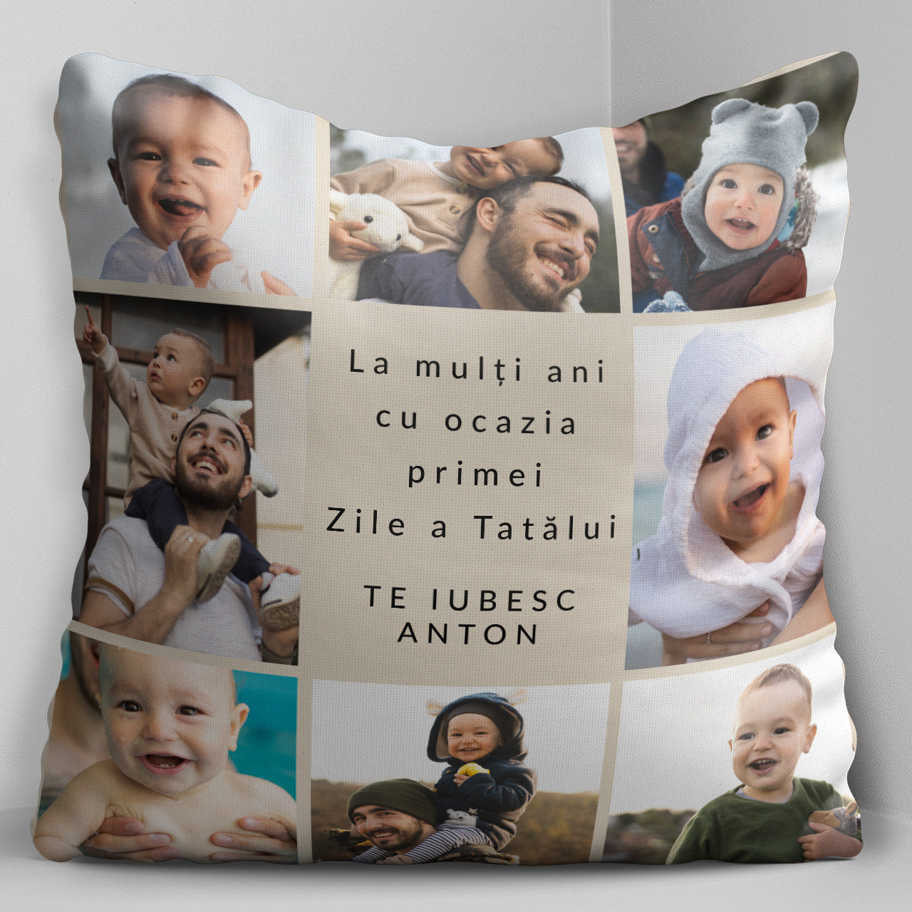 Pernă cu fotografii – cadou pentru prima Zi a Tatălui