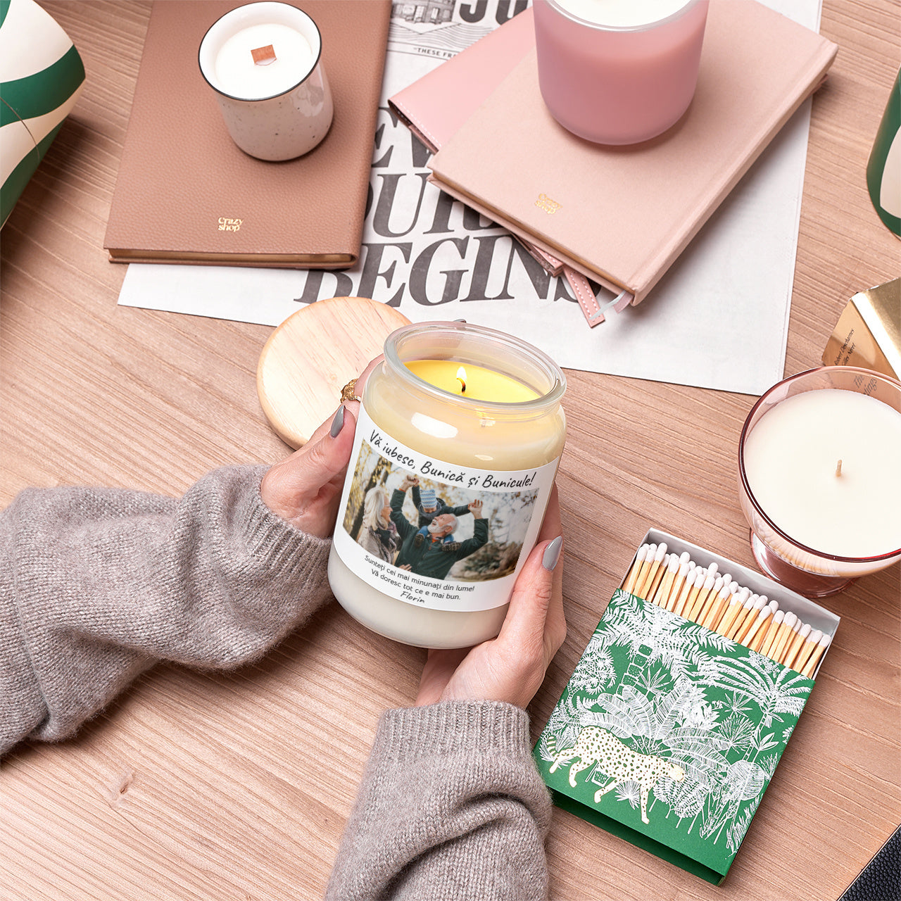 Lumânare pentru Ziua Bunicii și a Bunicului – cadou cu fotografie