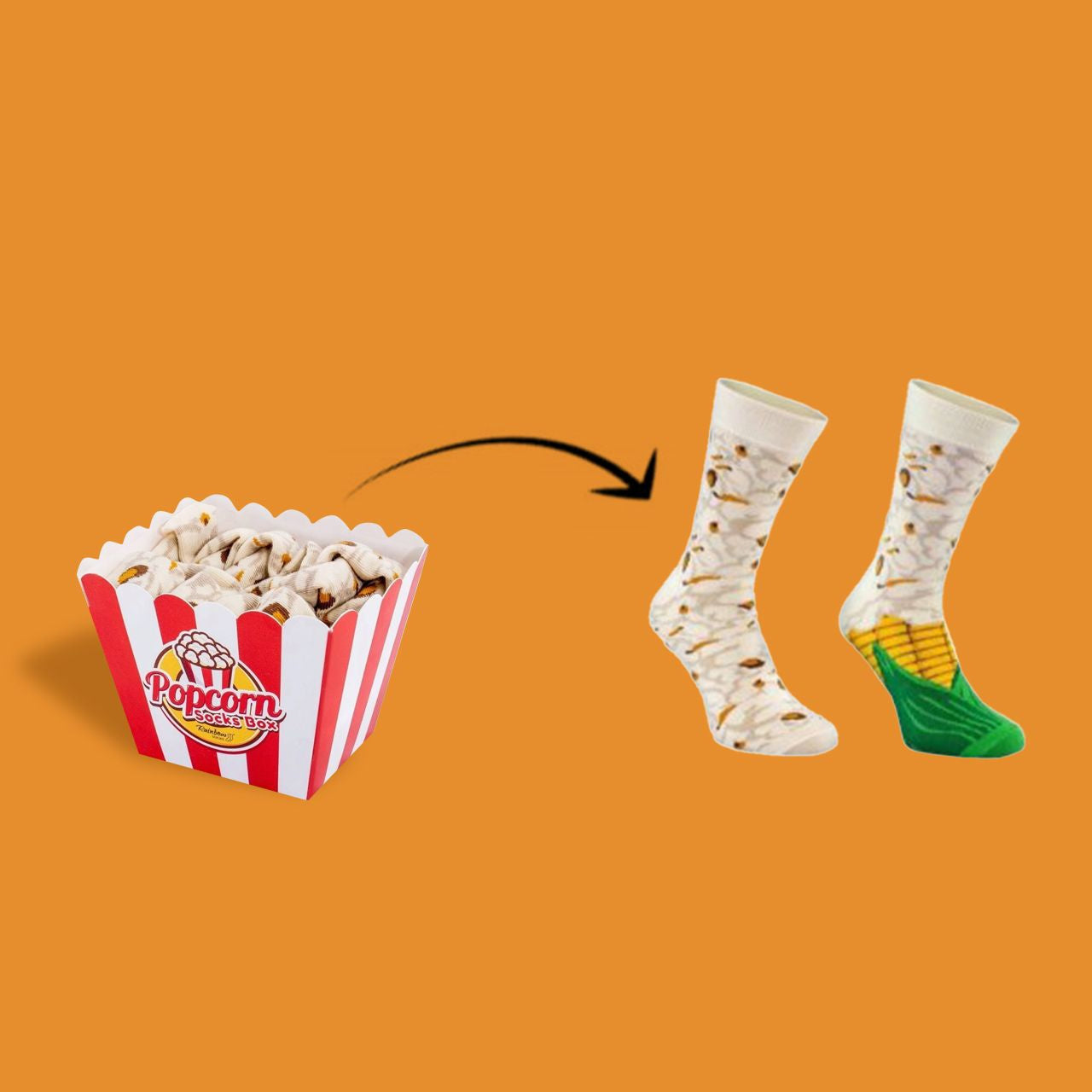 Damskie skarpety popcorn śmieszne skarpetki damskie prezent dla dziewczyny prezent na Dzień Kobiet