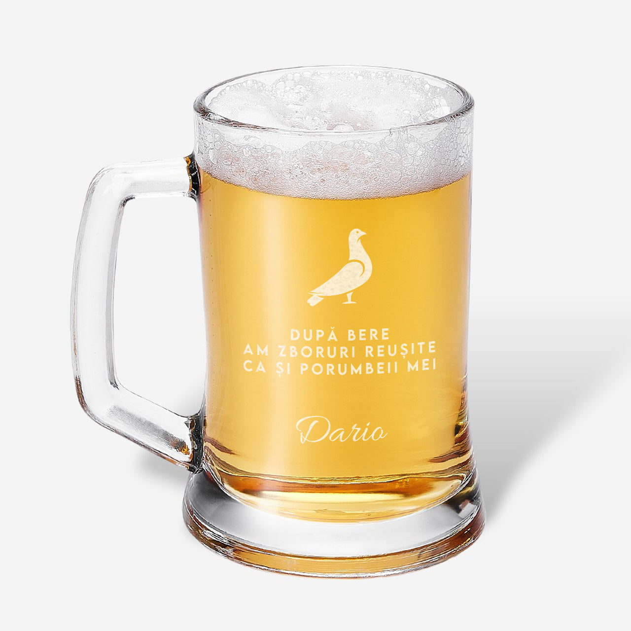 Halba gravată pentru columbofil