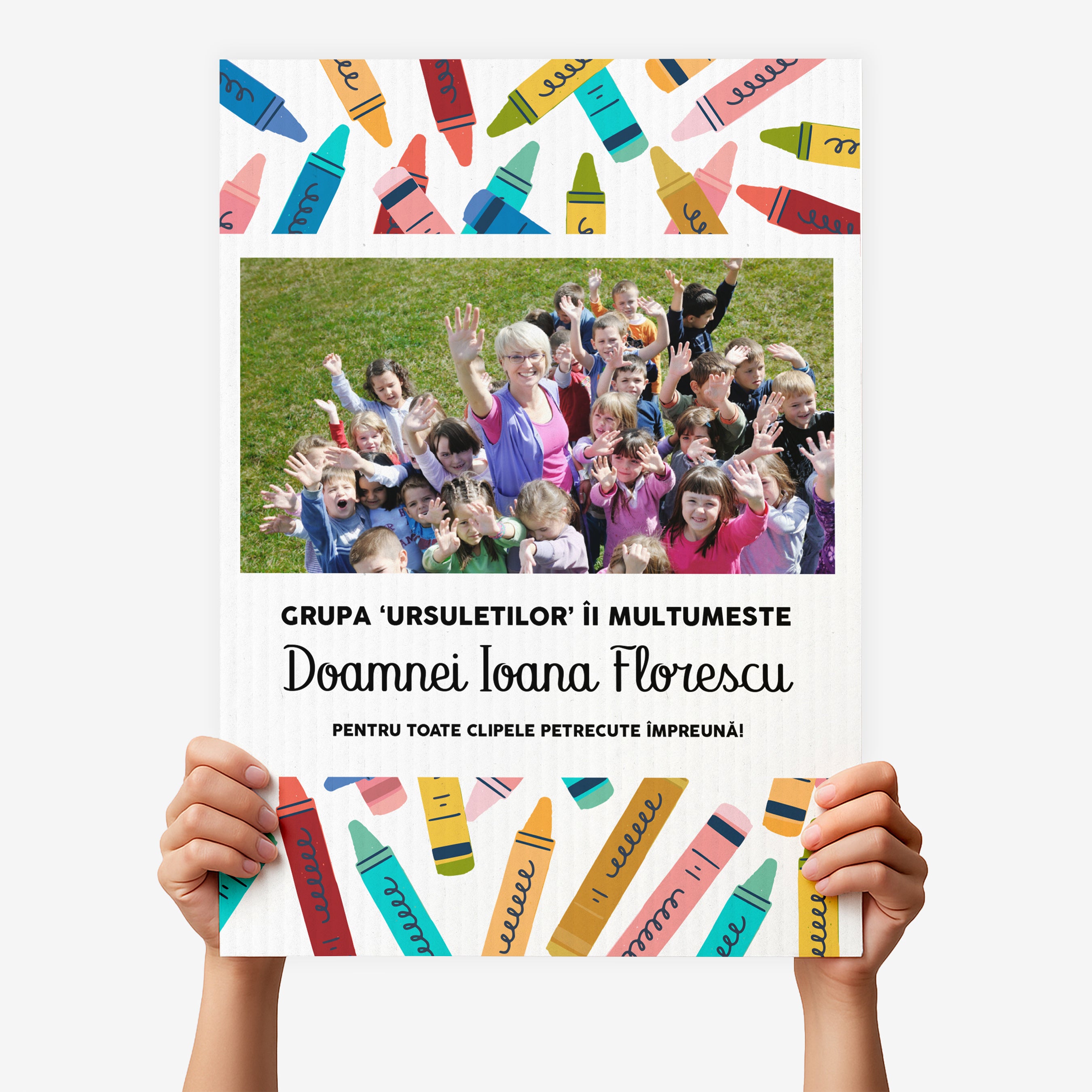 Felicitare de mari dimensiuni cu mulțumiri - cadou pentru educatoare