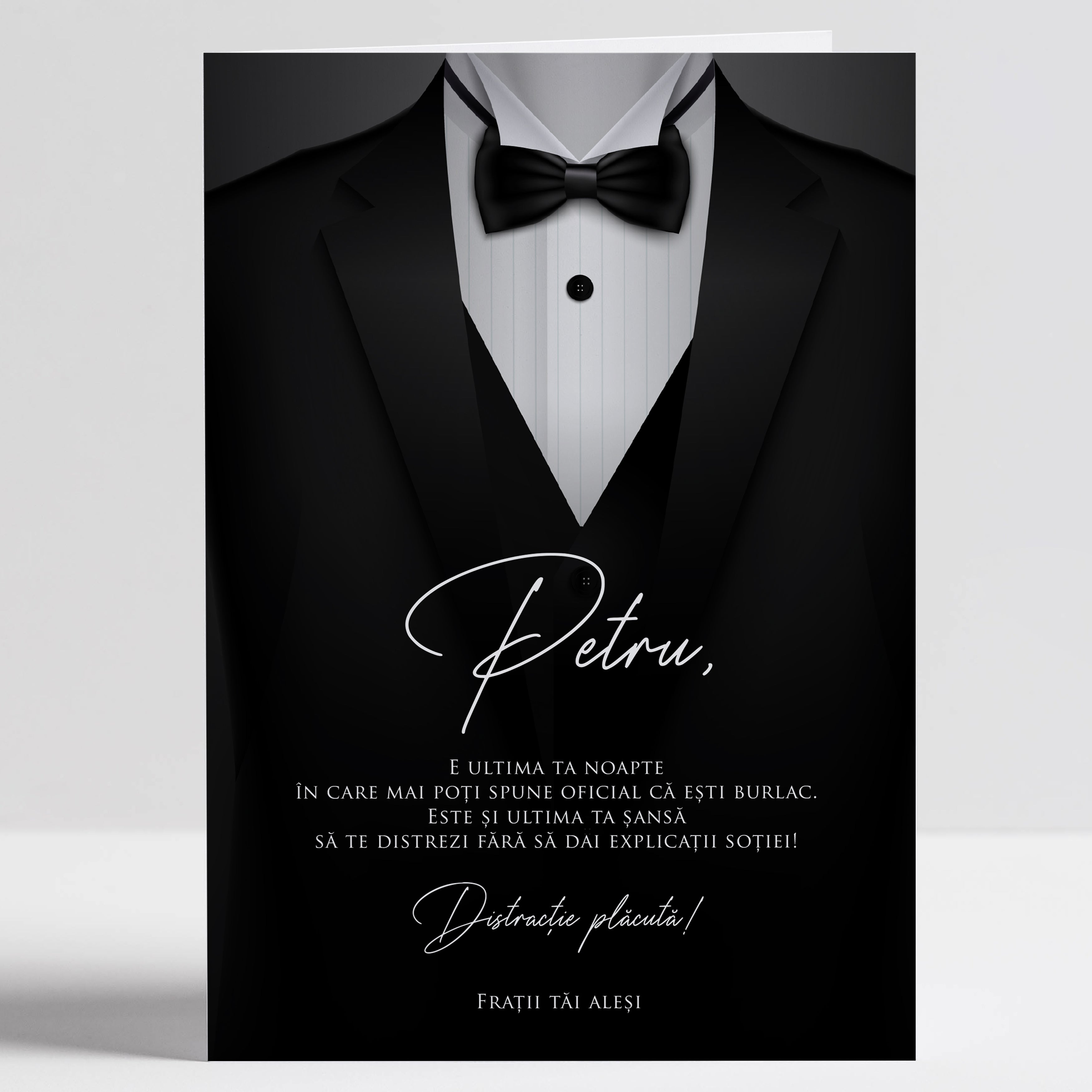 Felicitare personalizată pentru petrecerea burlacilor