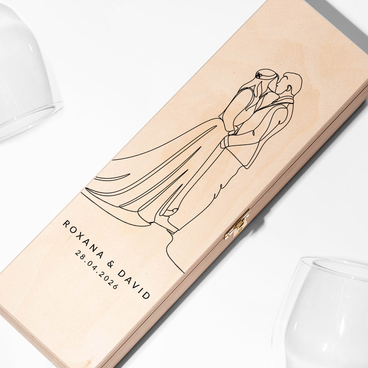 Personalizowana skrzynka na wino dla Młodej Pary drewniana skrzynka na wino upominek na ślub