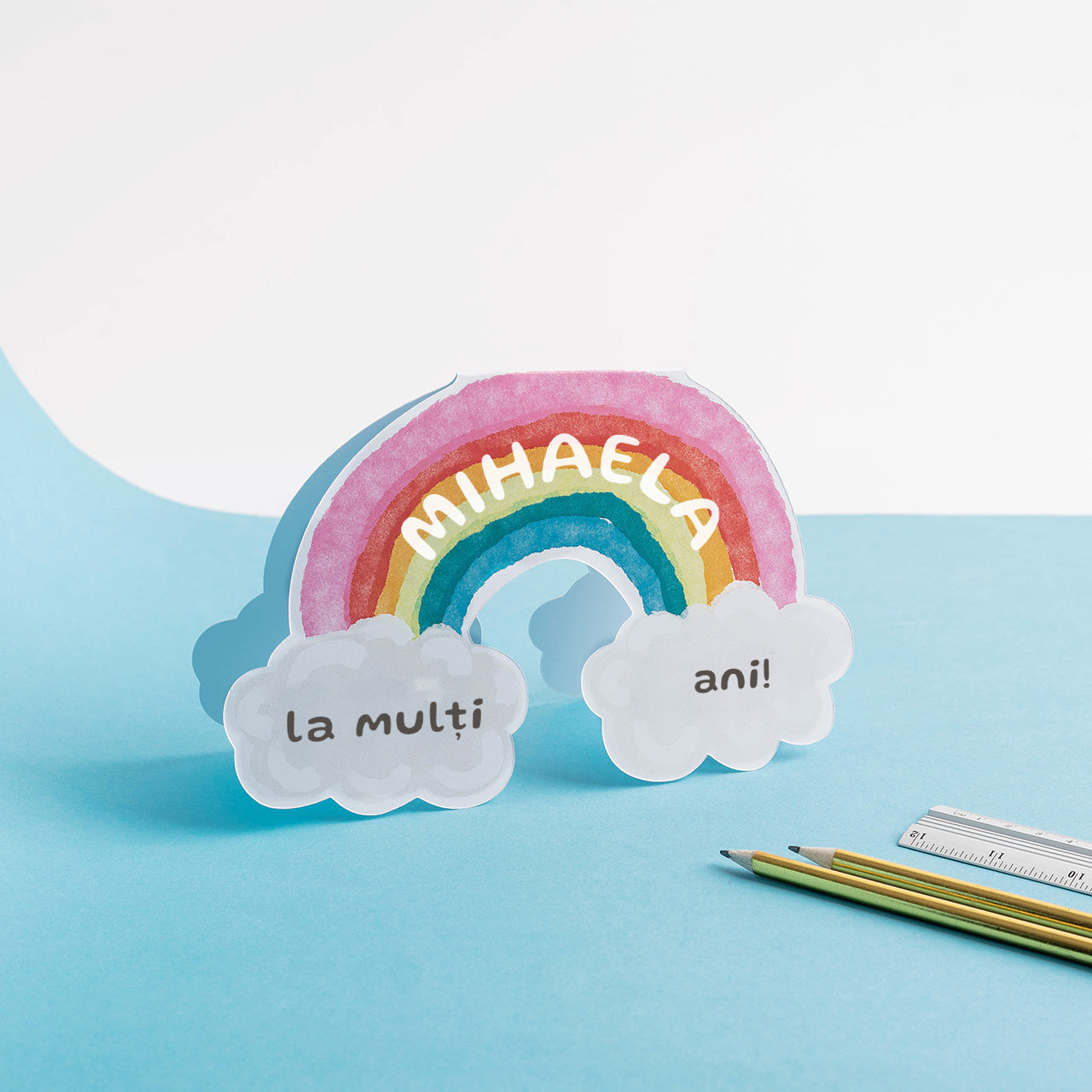 Personalizowana kartka urodzinowa - tęcza kartka na prezent dodatek do prezentu urodzinowego