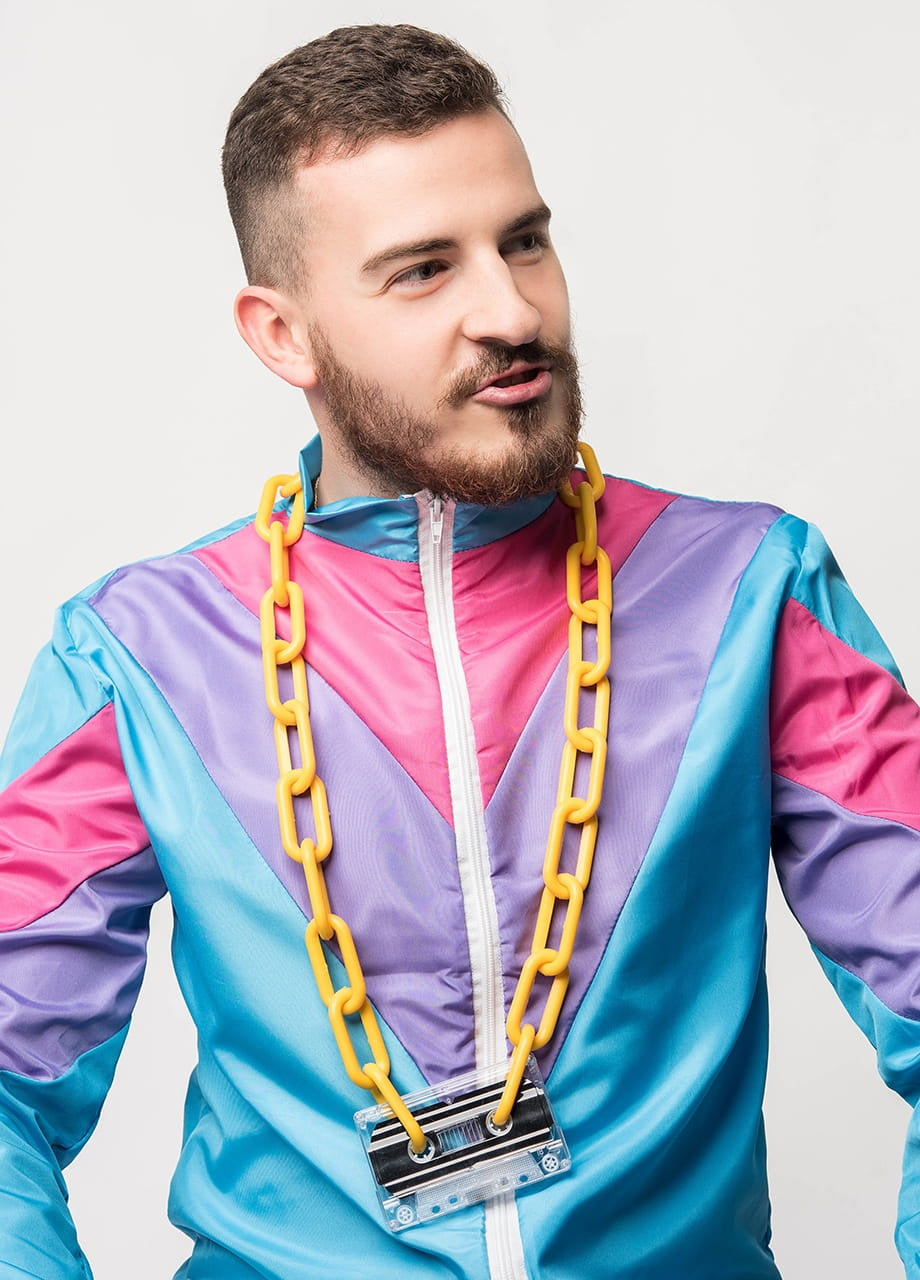 Lanț KASETA accesoriu pentru costumului în stilul anilor ’80