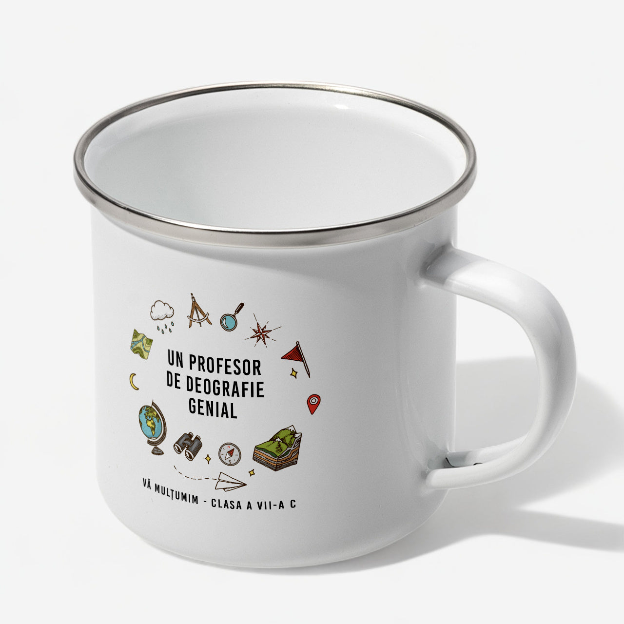 Cană emailată pentru un profesor de geografie