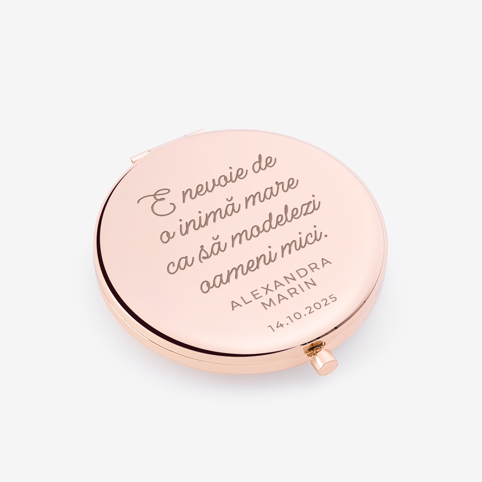 Kieszonkowe lusterko dla przedszkolanki - rosegold prezent na dzień nauczyciela lusterko personalizowane