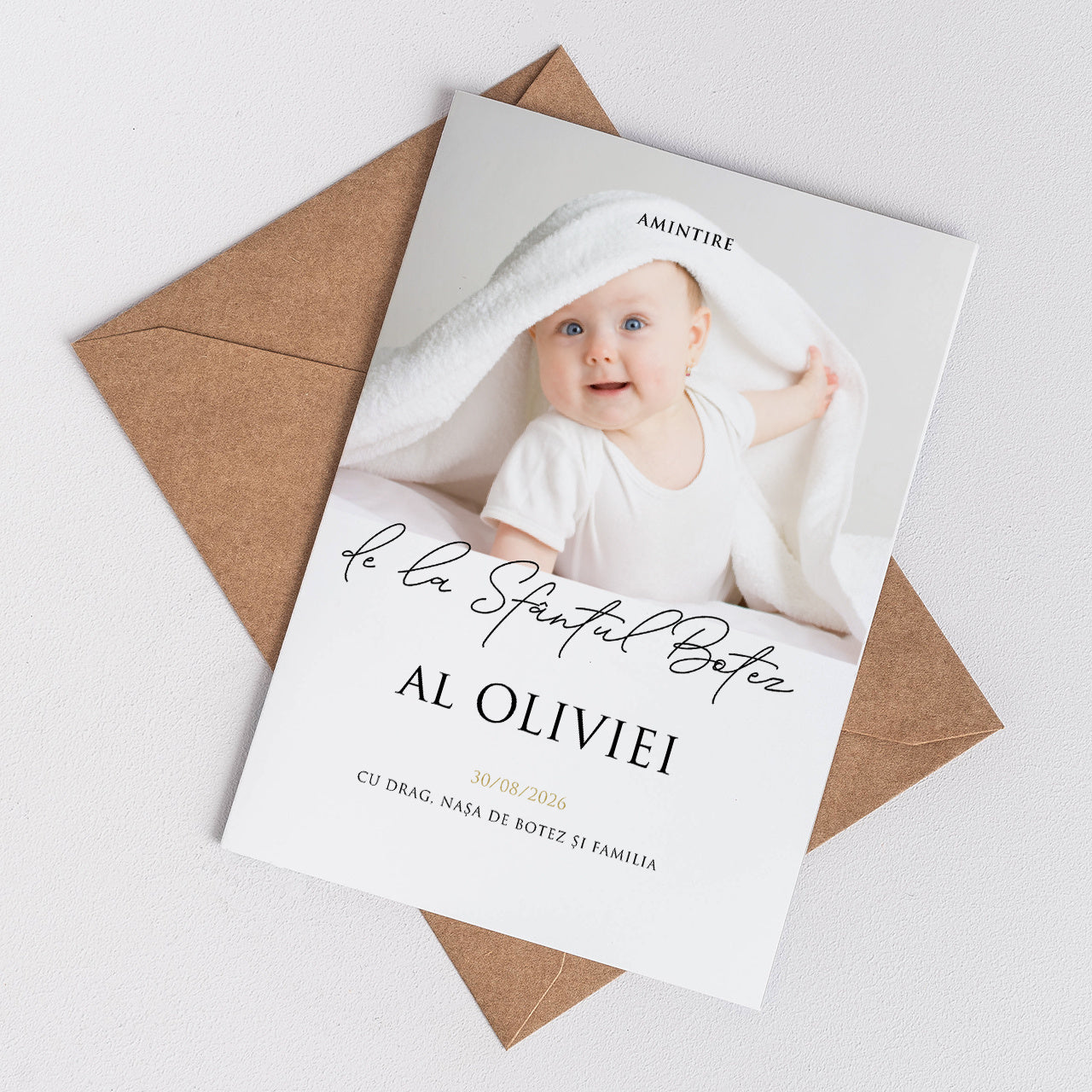 Felicitare personalizată pentru botez - amintire de la Sfântul Botez