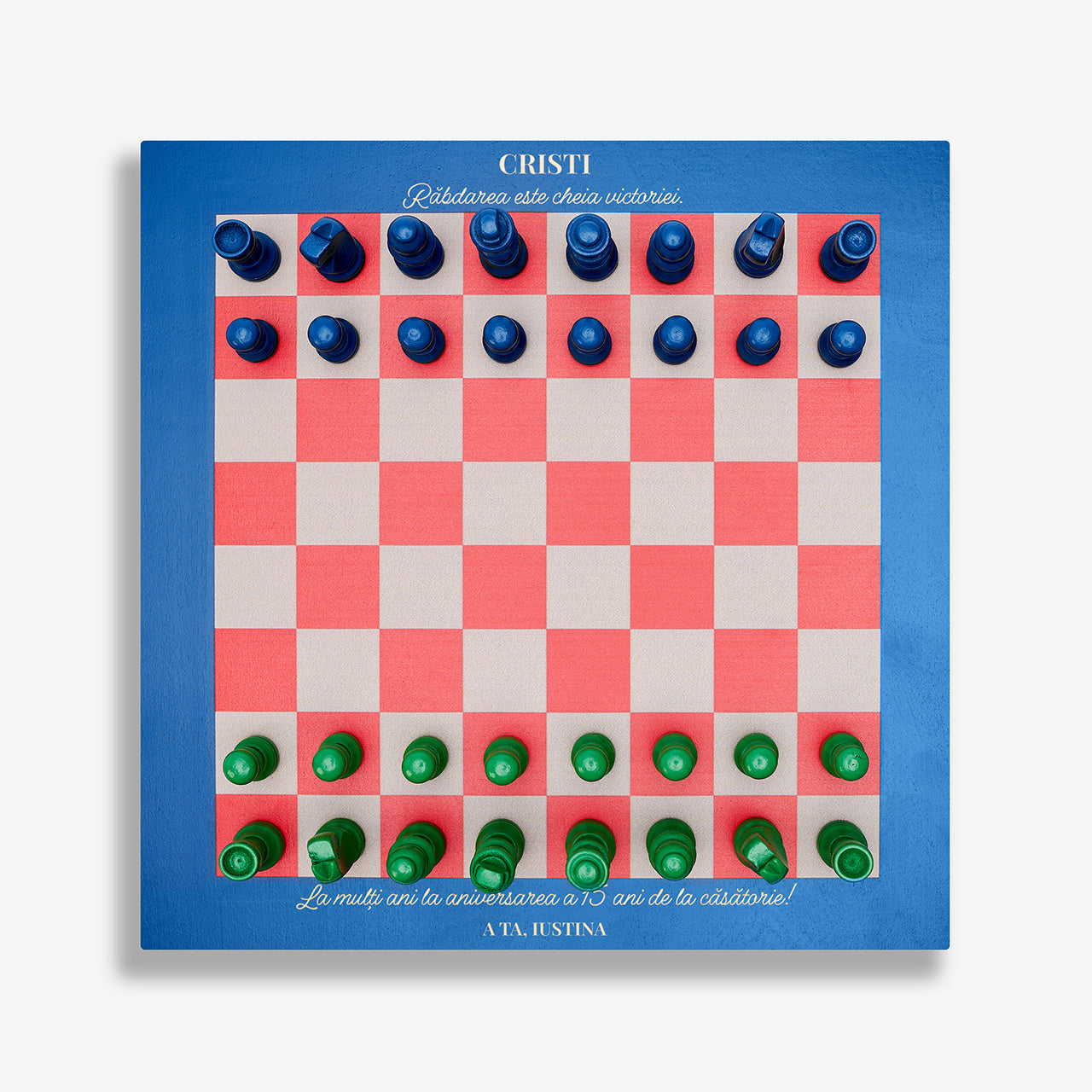 Tablă de șah din lemn - cadou personalizat pentru soț la aniversare