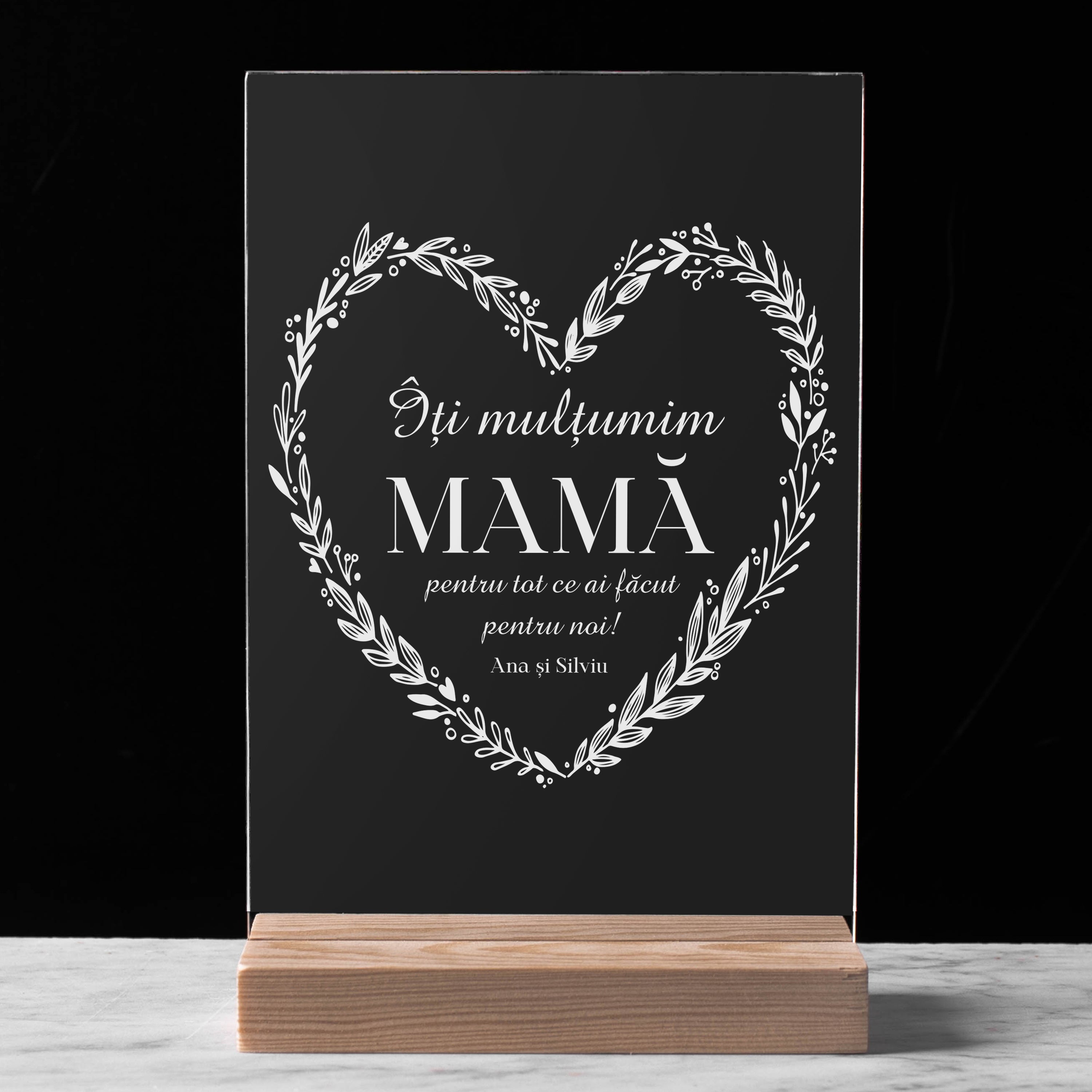 Placă din plexiglas - cadou de mulțumire pentru mama