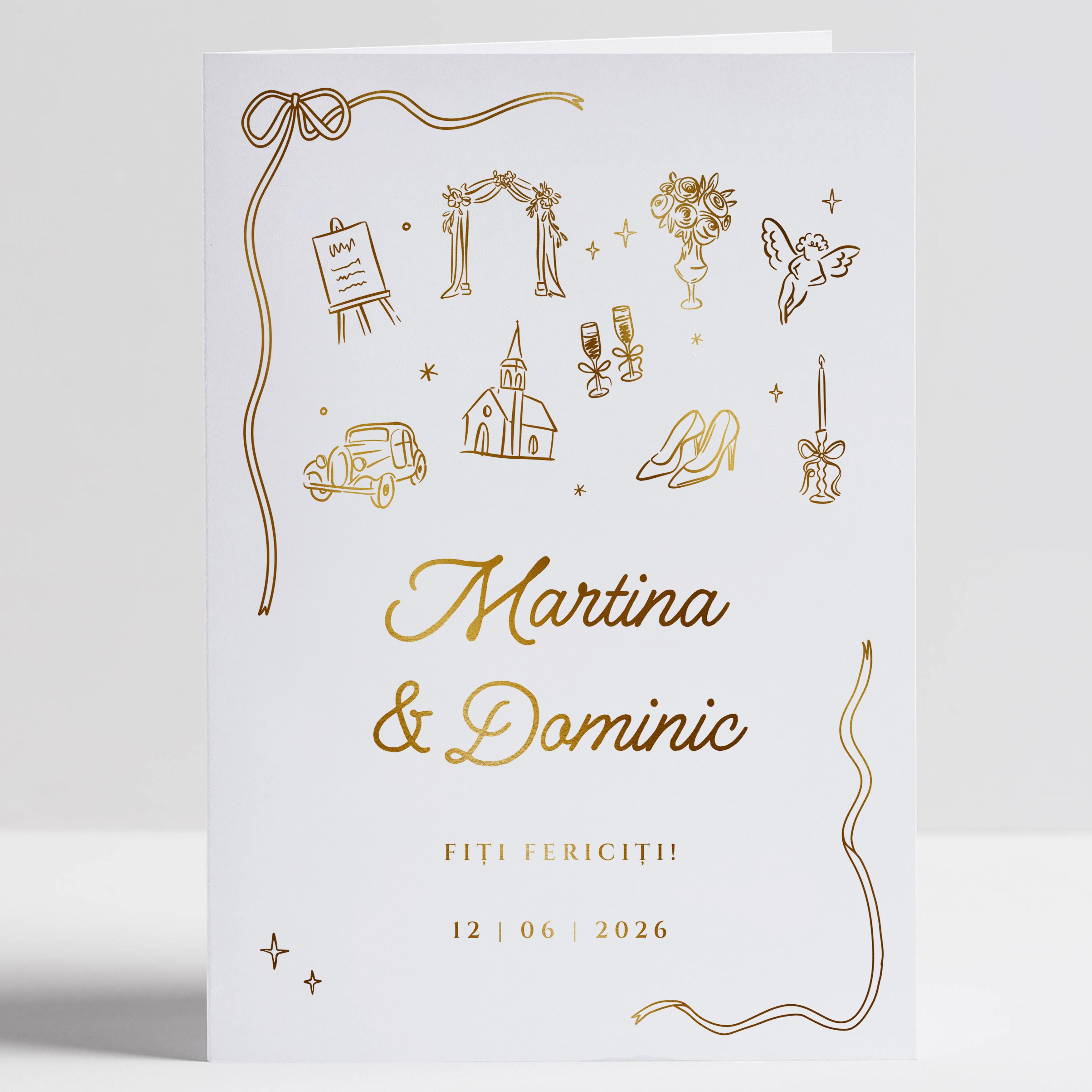 Felicitare de nuntă elegantă – Fiți fericiți