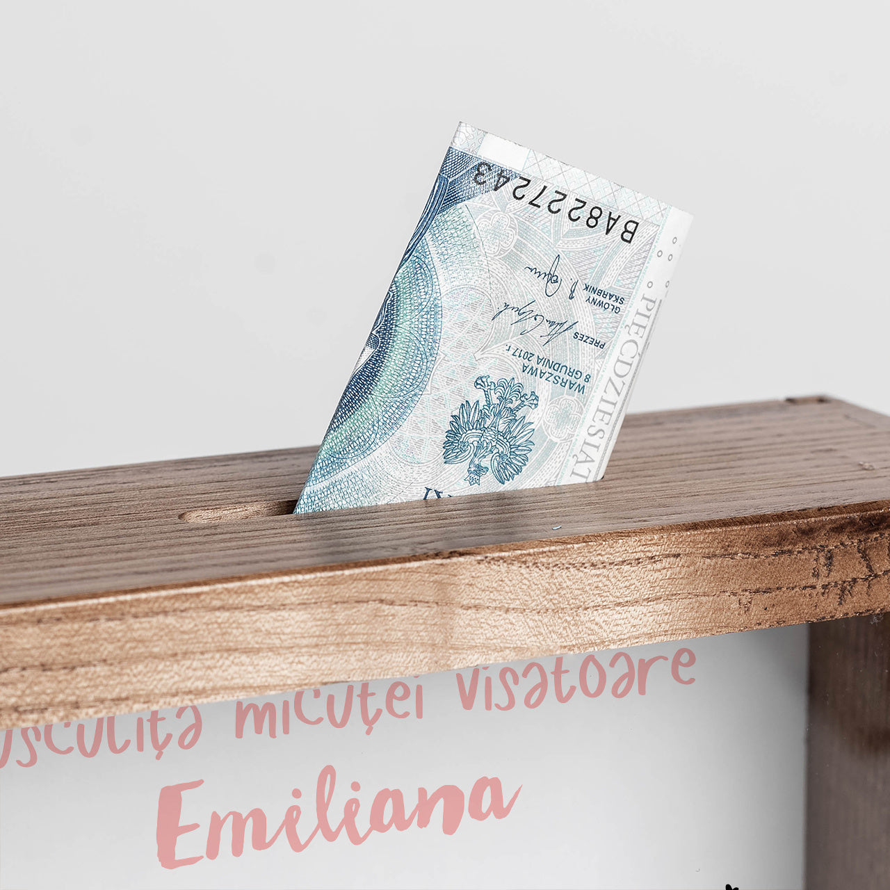 Personalizowana skarbonka na marzenia - prezent dla dziewczynki drewniana skarbonka z szybką prezent dla dziecka