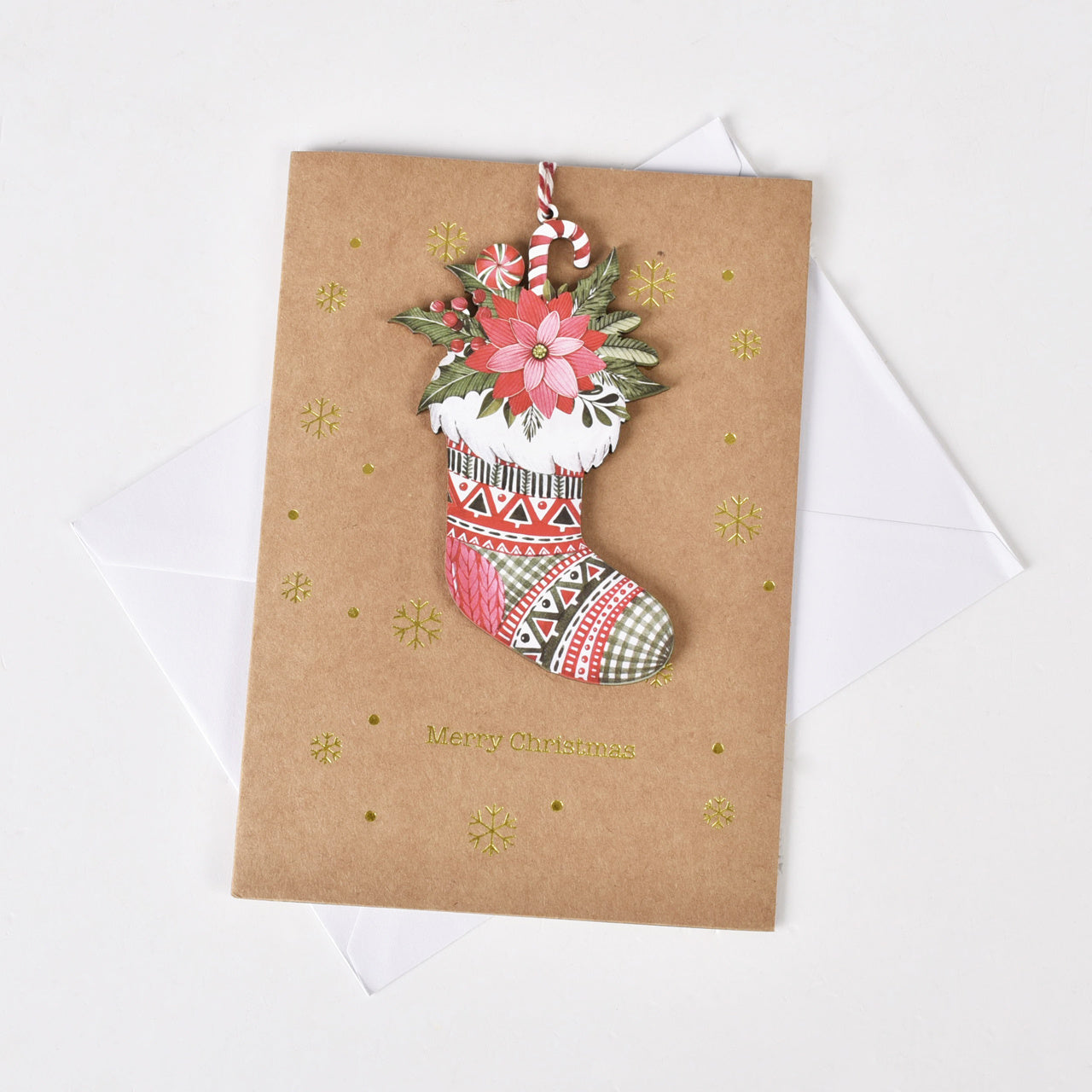 Wyjątkowa kartka na Boże Narodzenie Skarpeta Świąteczna kartki na święta kartka świąteczna świąteczna kartka