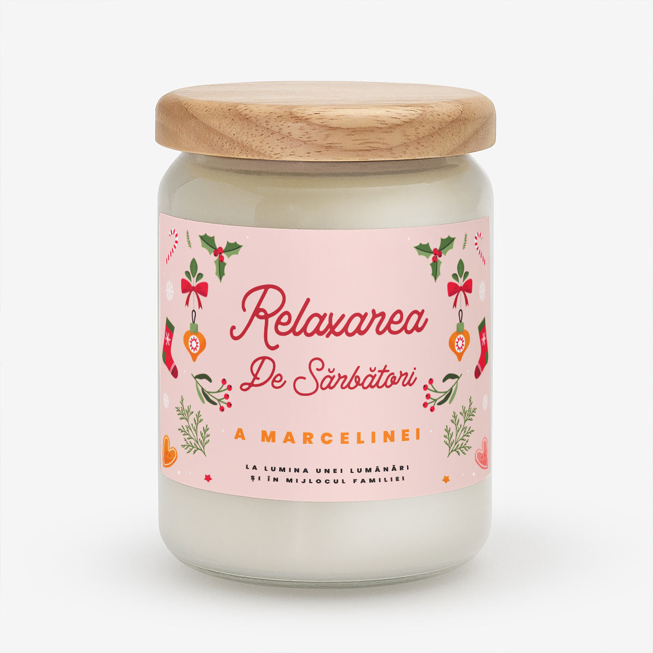 Lumânare de Crăciun personalizată – cadou pentru prietenă de sărbători