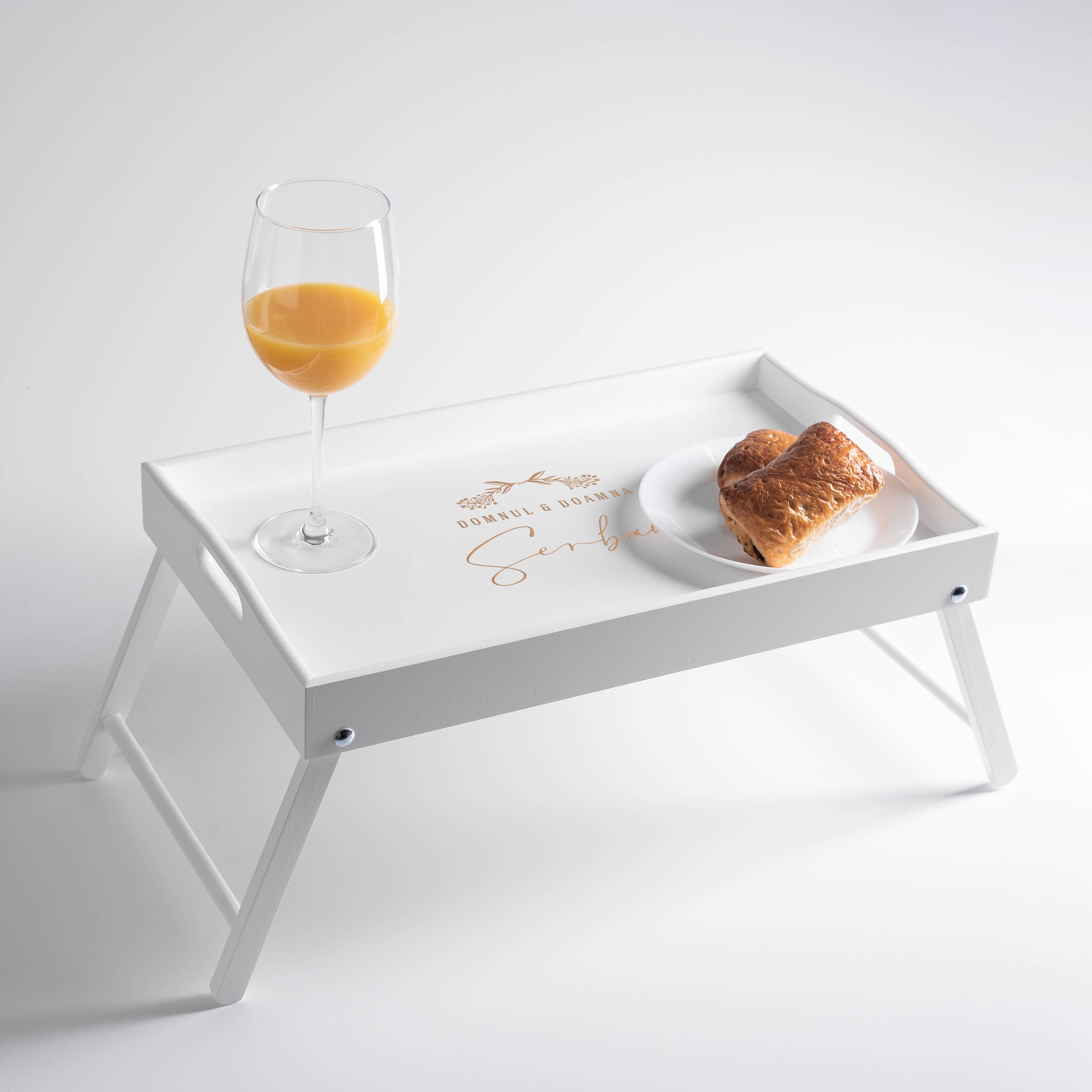 Stolik śniadaniowy dla pary na Ślub stolik do łóżka prezent dla nowożeńców taca do łóżka