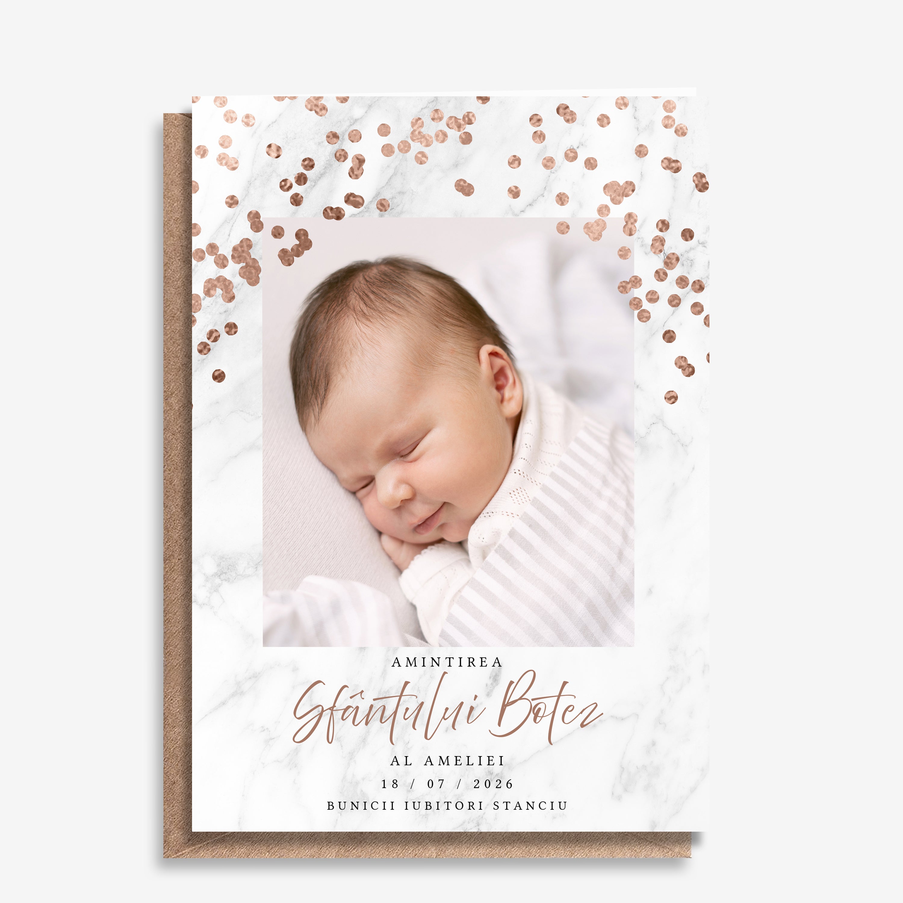 Kartka ze zdjęciem na Chrzest dla dziewczynki upominek na chrzest dla dziewczynki kartka personalizowana
