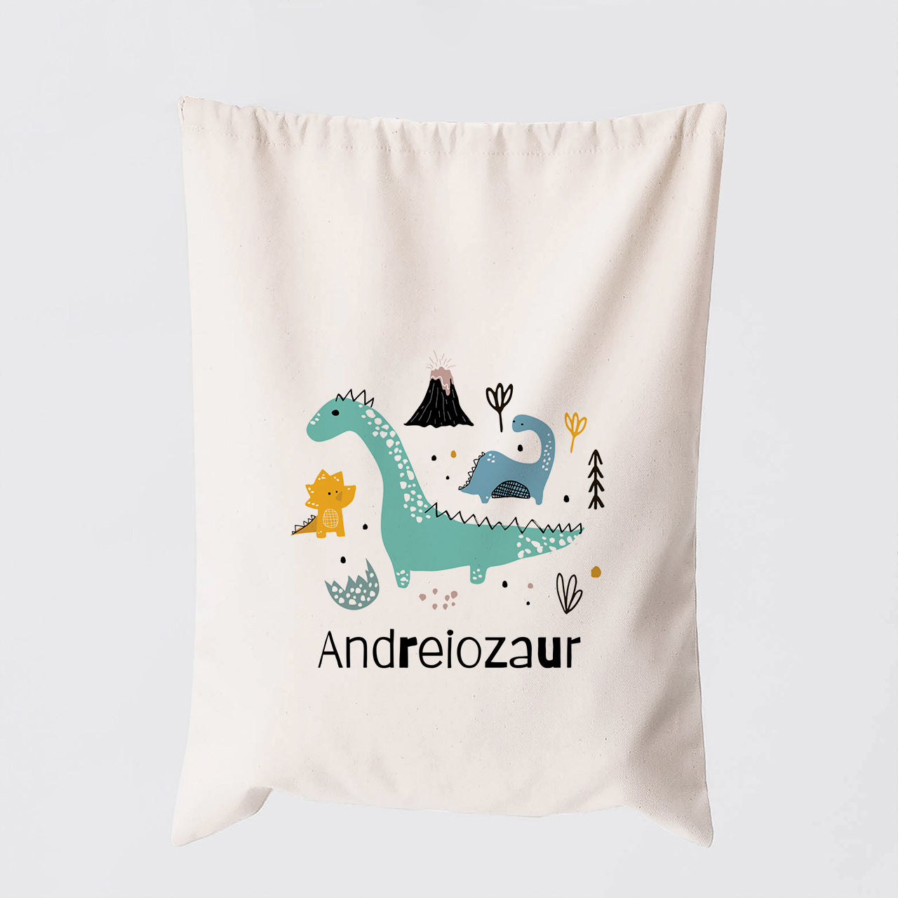 Săculeț personalizat pentru grădiniță – cadou pentru un fan al dinozaurilor