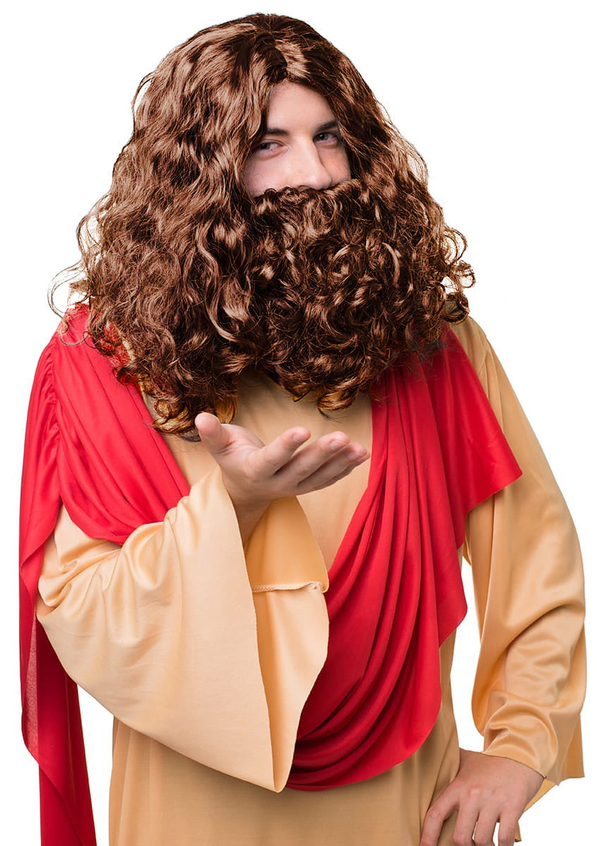 Perucă cu barbă JEZUS – costum pentru serbarea Nașterii Domnului