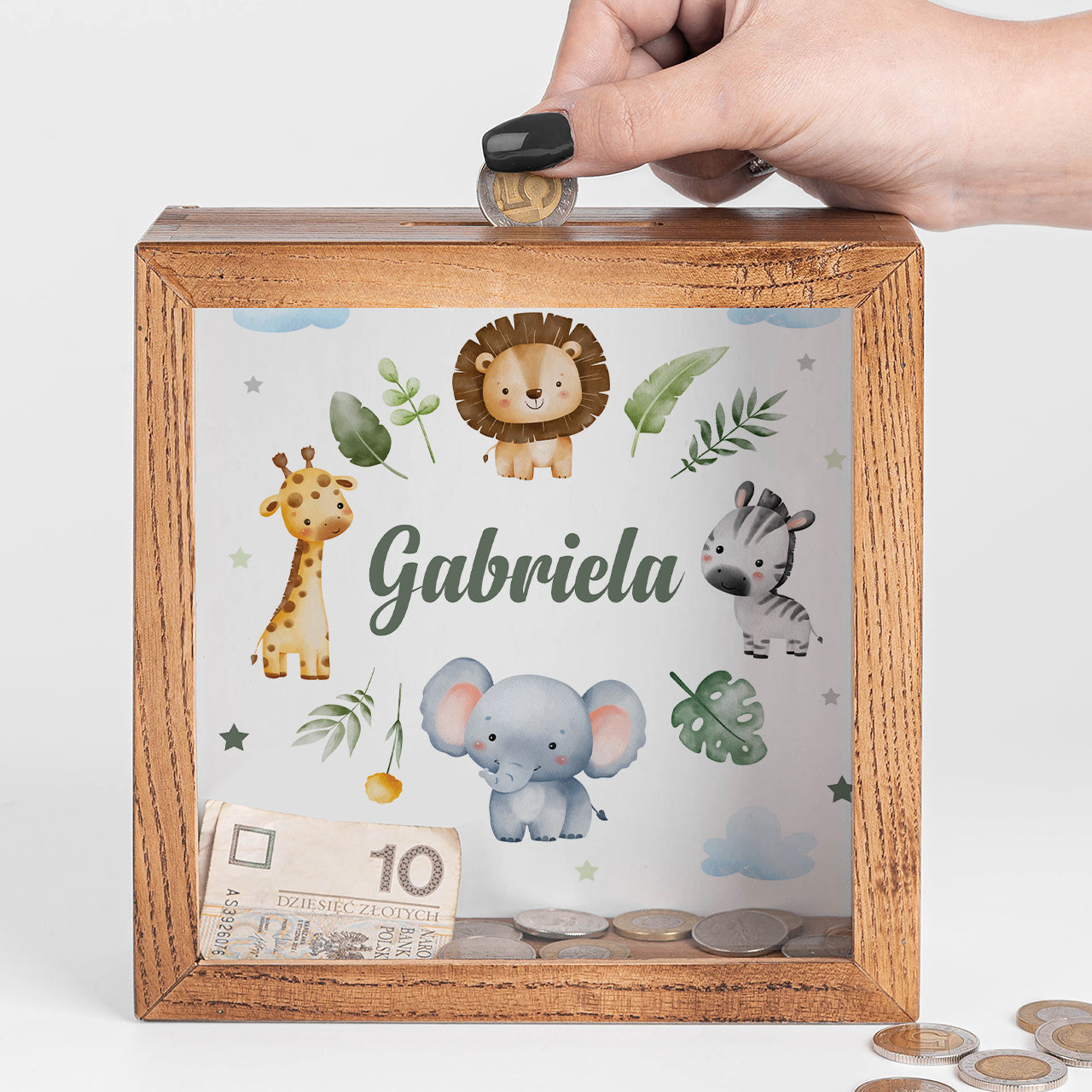 Skarbonka dziecięca – Safari skarbonka dla dziecka skarbonka personalizowana prezent dla dziecka