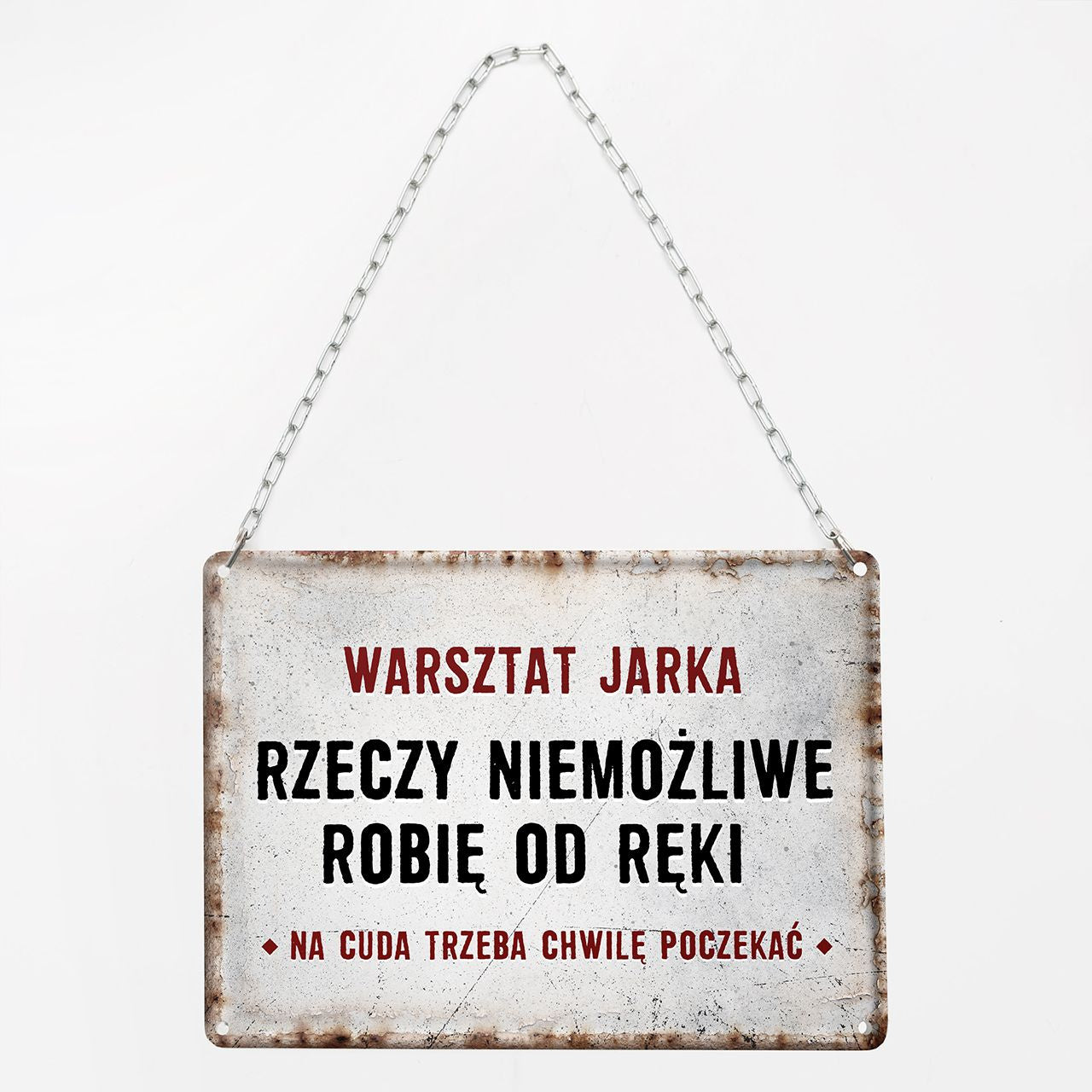 Personalizowana tabliczka na warsztat na prezent dla majsterkowicza