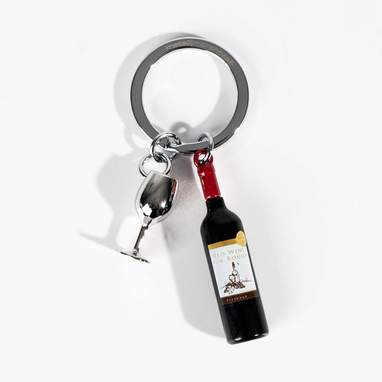 Breloc vin și pahar - cadou pentru iubitoarea de vin