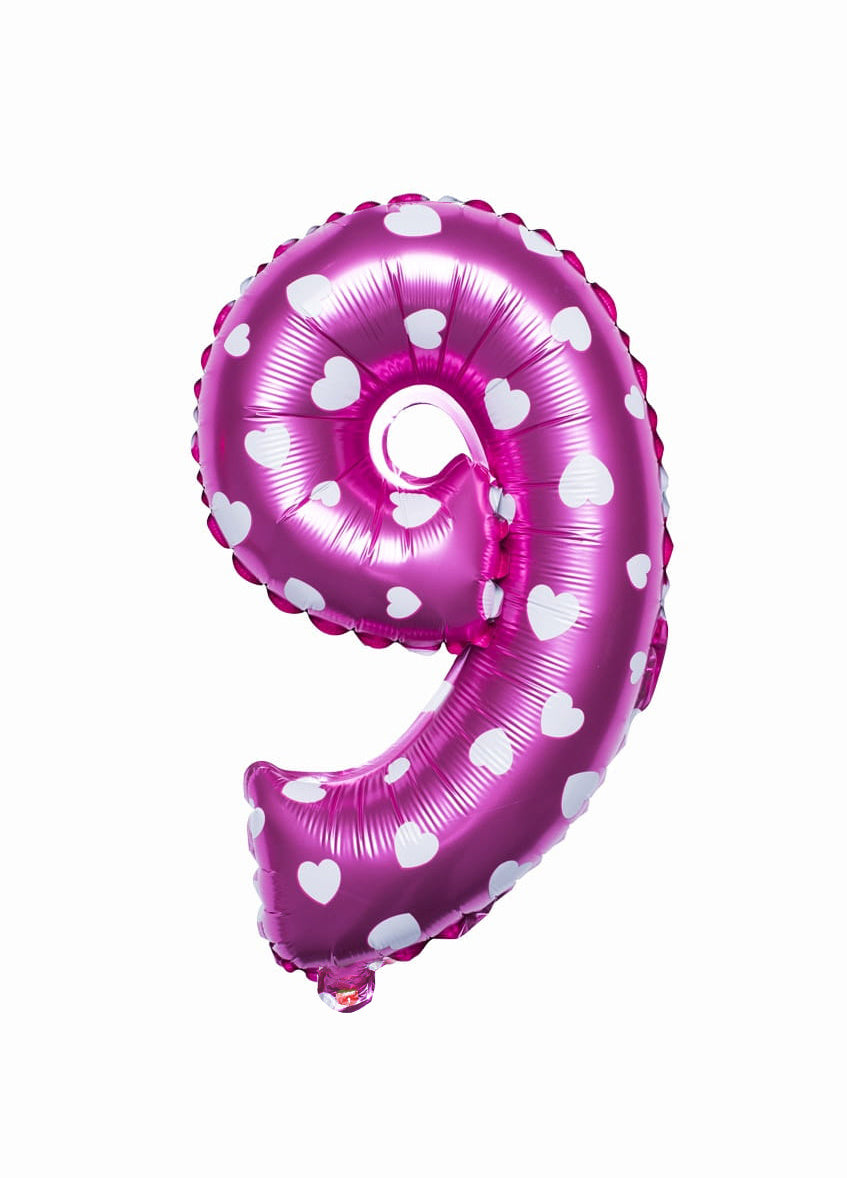 Balon din folie pentru aer CIFRĂ 9 roz 40 cm
