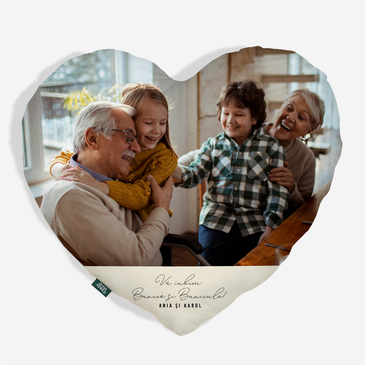 Pernă cu fotografii pentru bunici – inimă
