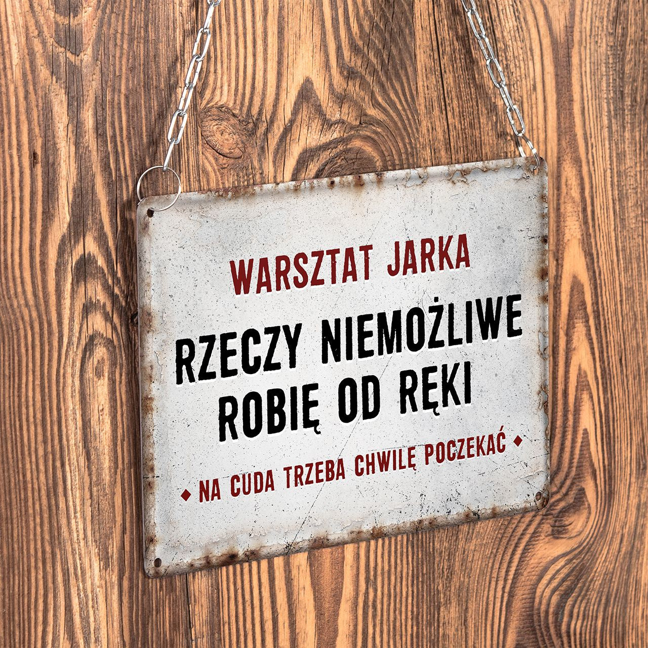 Personalizowana tabliczka na warsztat na prezent dla majsterkowicza