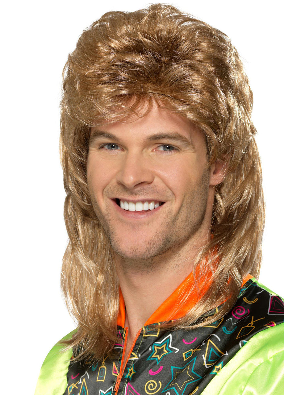 Perucă anii ’80 MULLET închis blond
