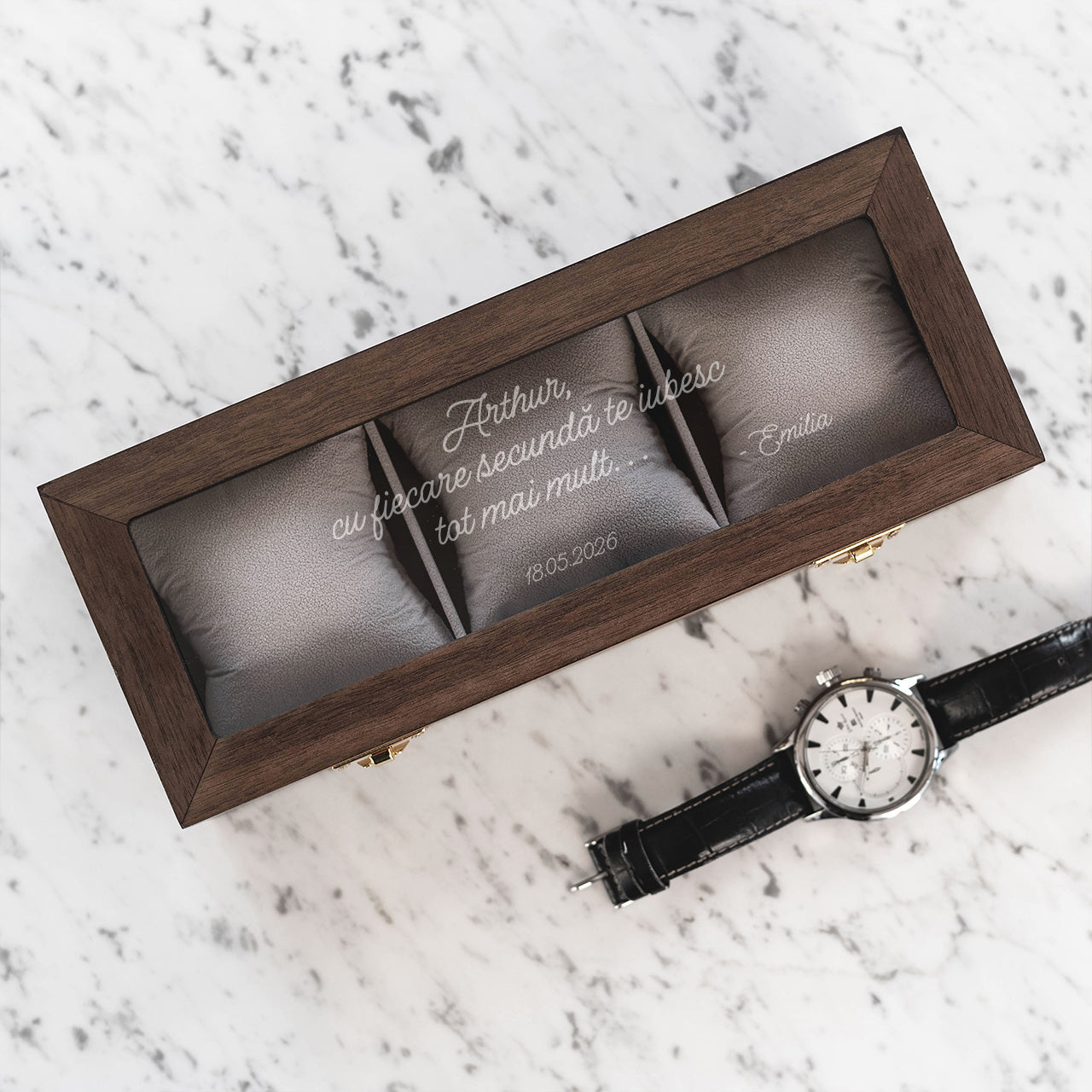 Pudełko na zegarki męskie - prezent na rocznicę dla męża personalizowane pudełko upominek dla niego