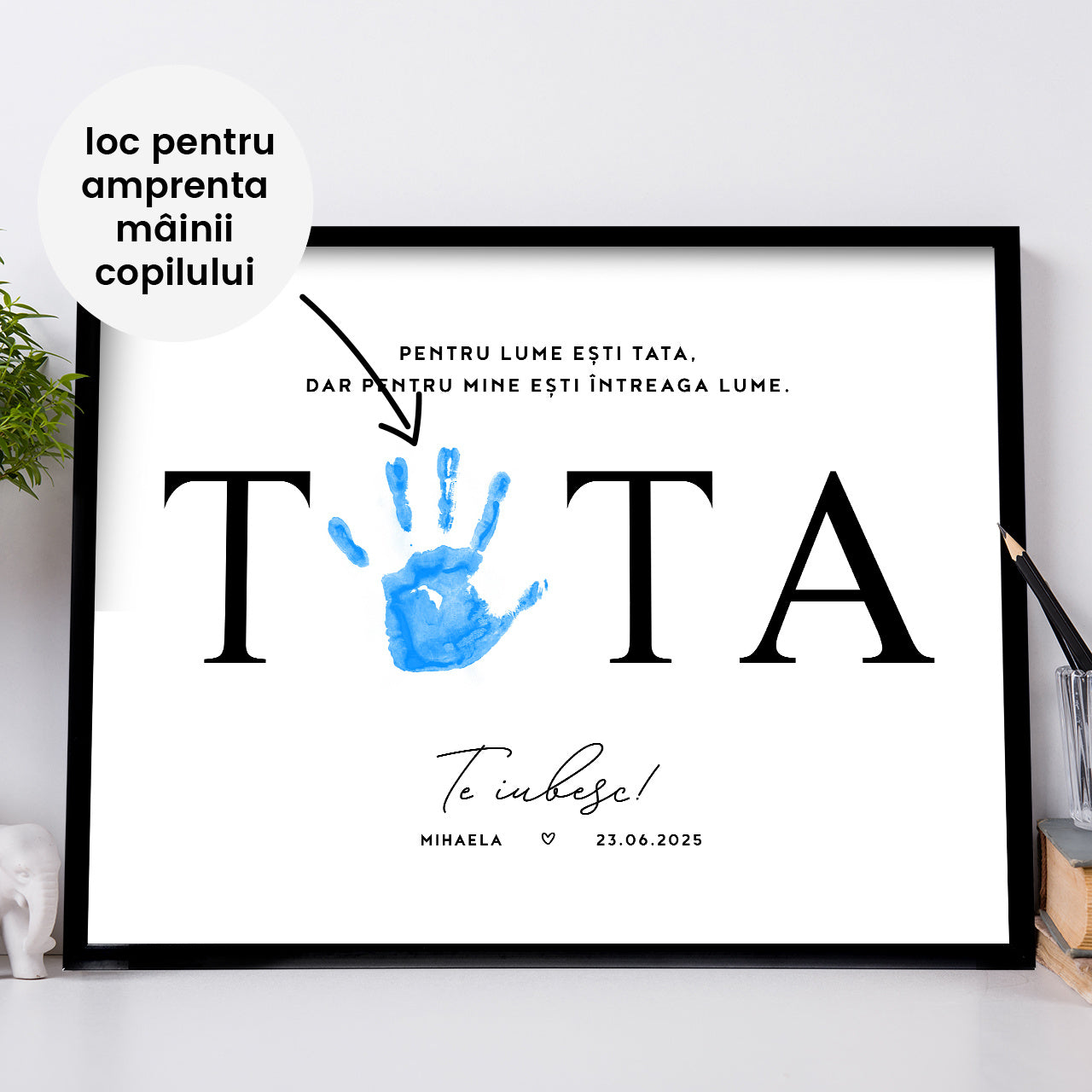 Plakat na Dzień Taty z odciskiem dłoni - prezent od dziecka prezent dla Taty na Dzień Taty plakat personalizowany