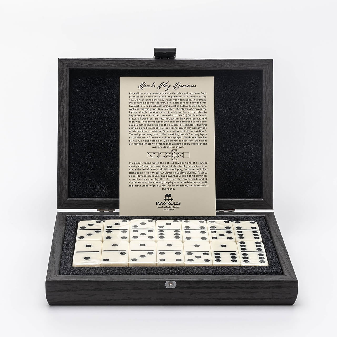 Gra domino w eleganckiej skrzynce - ręcznie robiona gra w domino prezent dla rodziny