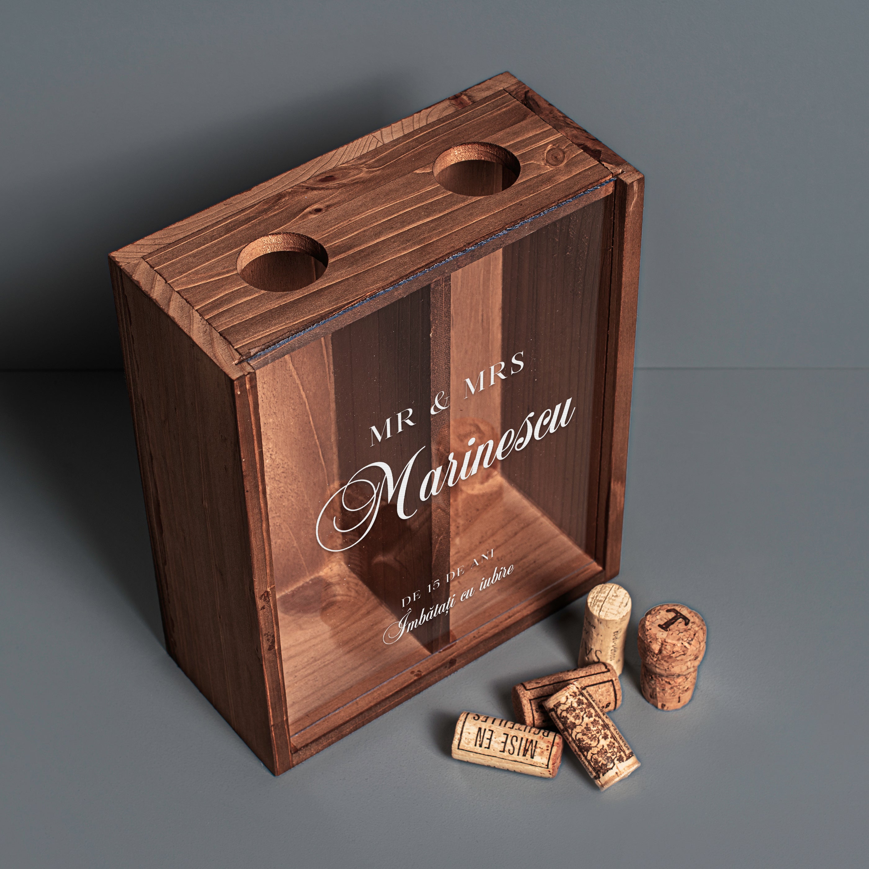 Pojemnik na korki do wina - prezent z okazji rocznicy ślubu prezent na rocznicę ślubu skrzynka na korki od wina