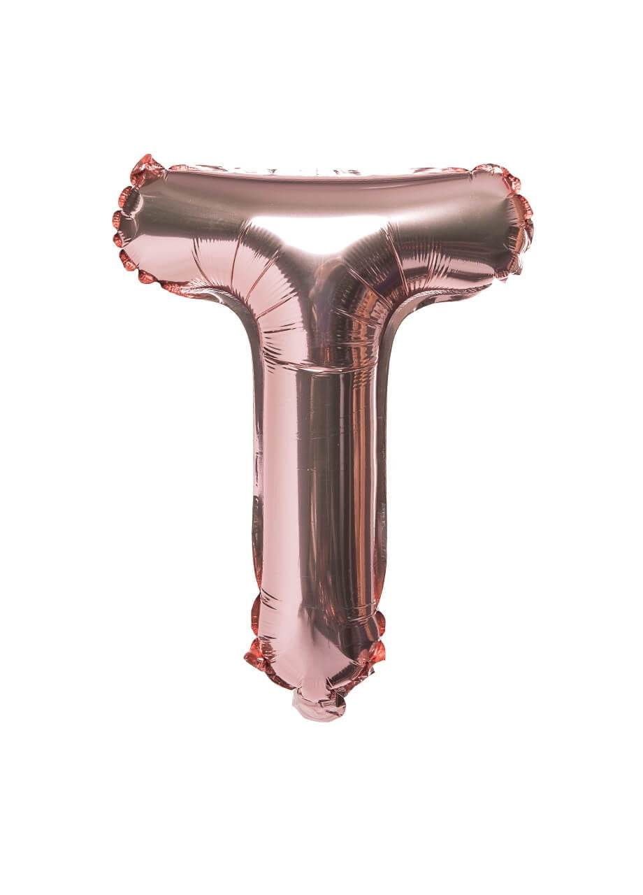 Balon din folie pentru aer LITERĂ T rose gold