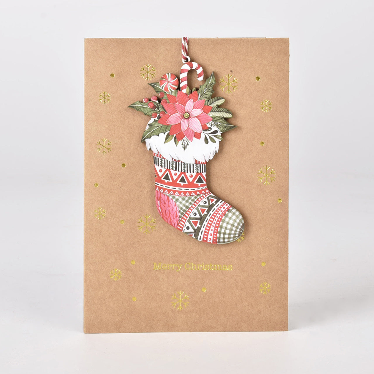 Wyjątkowa kartka na Boże Narodzenie Skarpeta Świąteczna kartki na święta kartka świąteczna świąteczna kartka