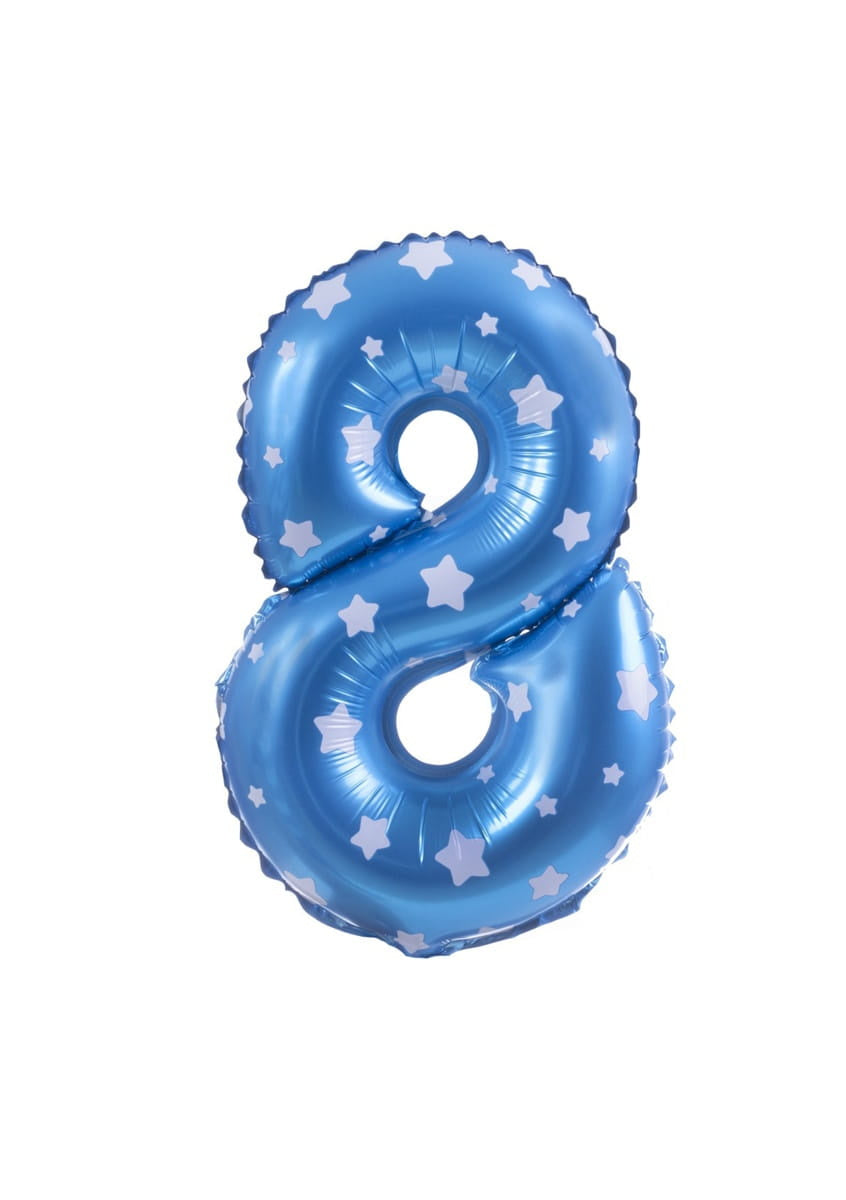 Balon din folie pentru aer CIFRĂ 8 bleu 40 cm