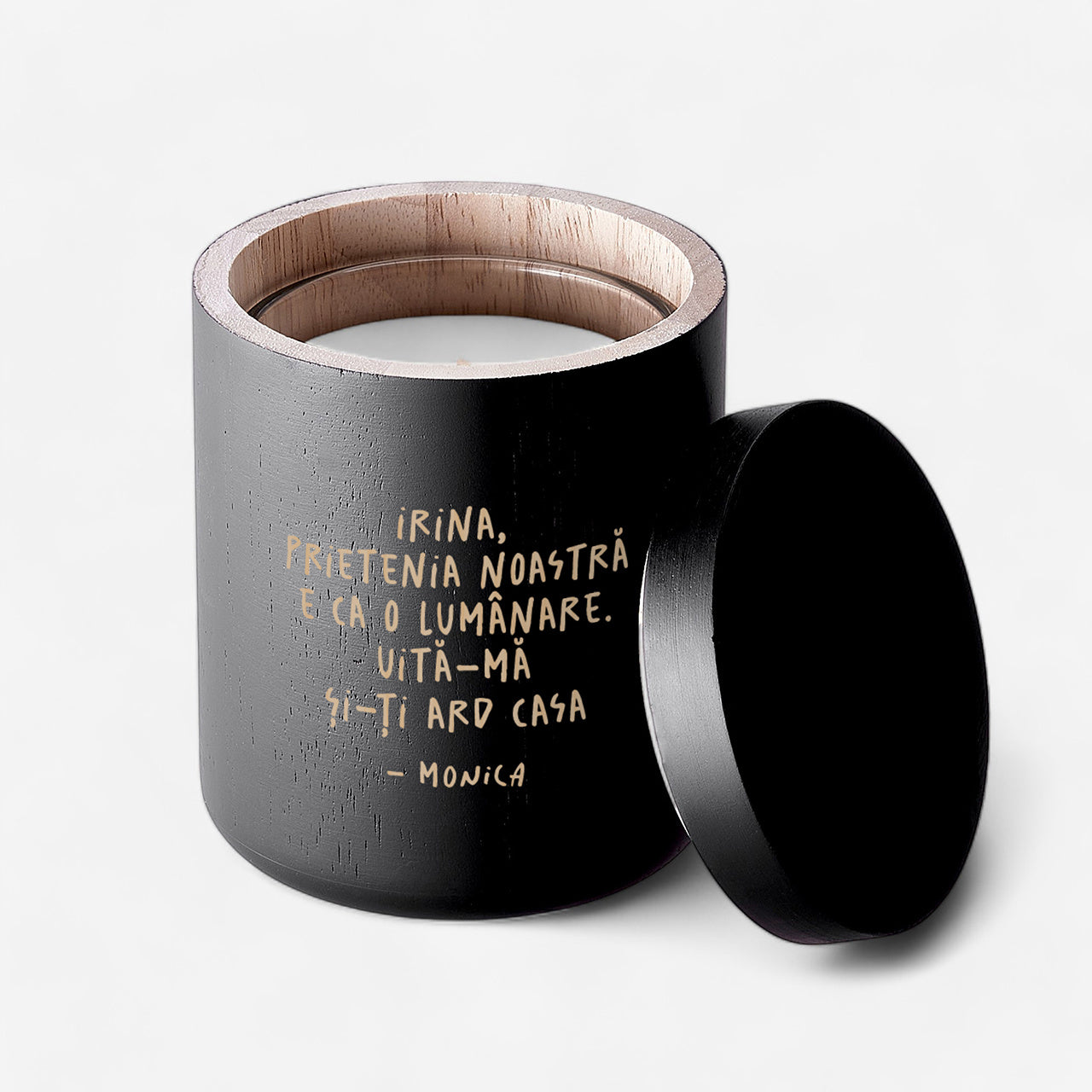 Lumânare gravată pentru prietenă - Îți dau foc la casă