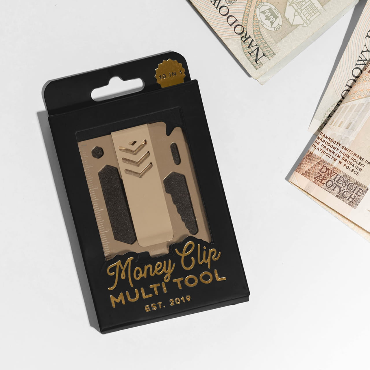 Spinacz do banknotów Karta survivalowa prezent dla survivalowca prezent dla podróżnika